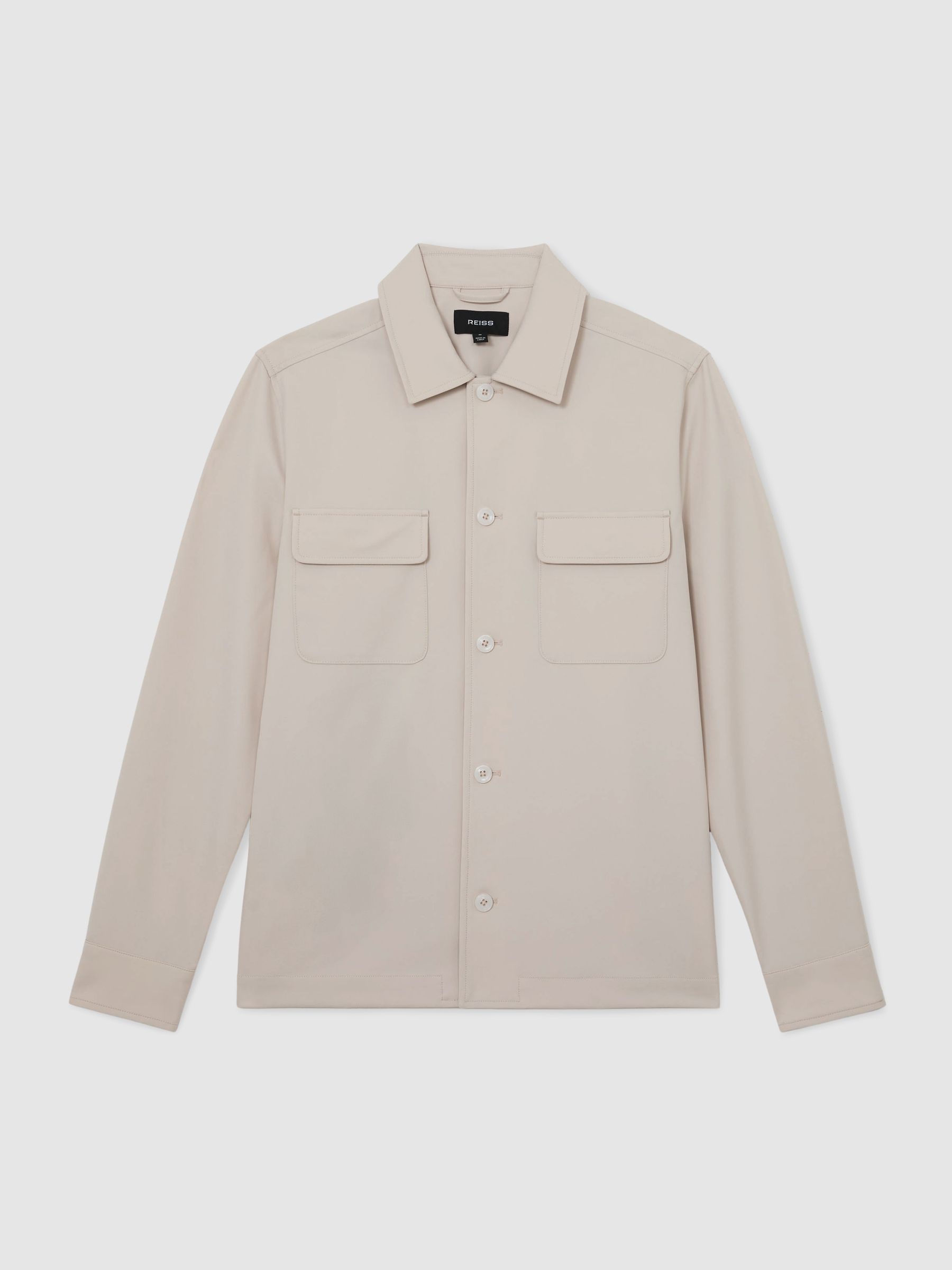 Technical Regular-Fit Overshirt in Stone - Image 2 of 7 Technical Regular-Fit Overshirt in Stone - Image 2 of 7