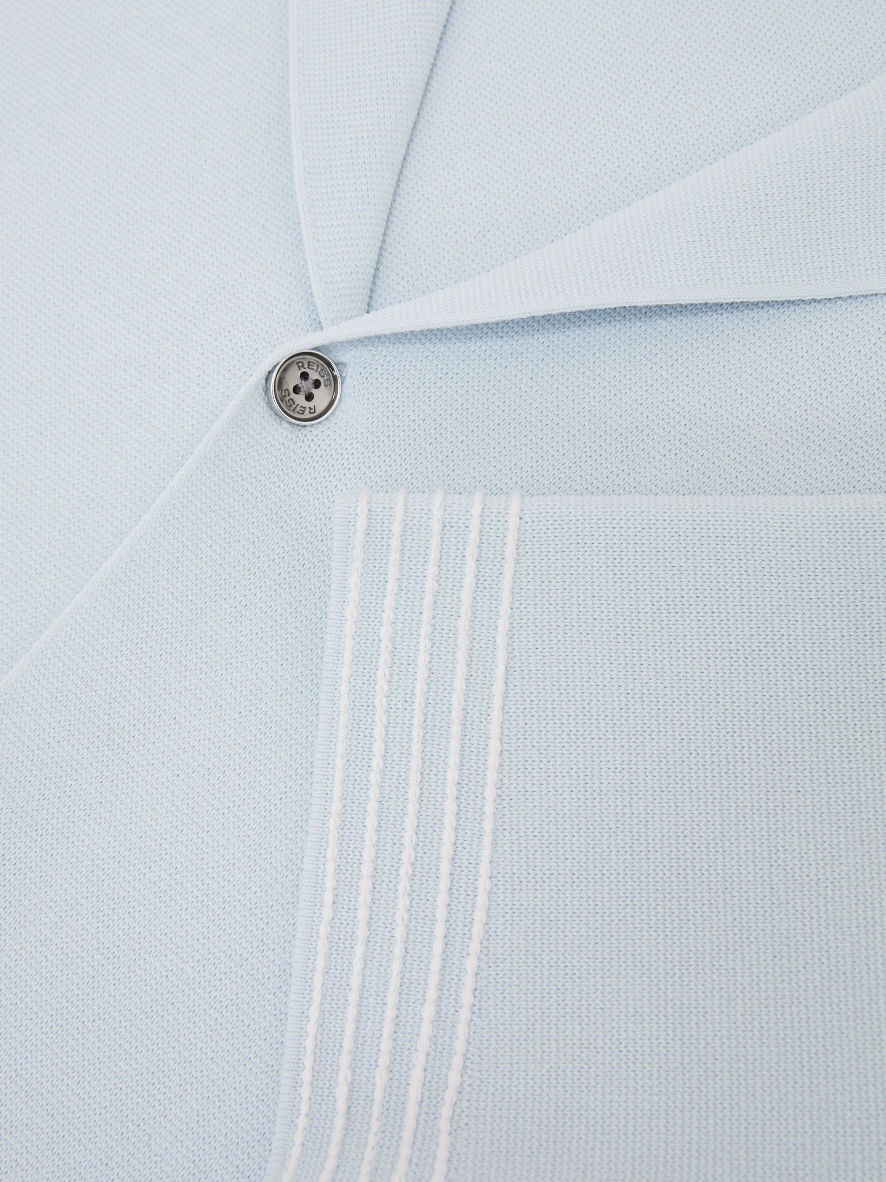 Stitch-Detail Cuban-Collar Knit Shirt in Soft Blue - image 3