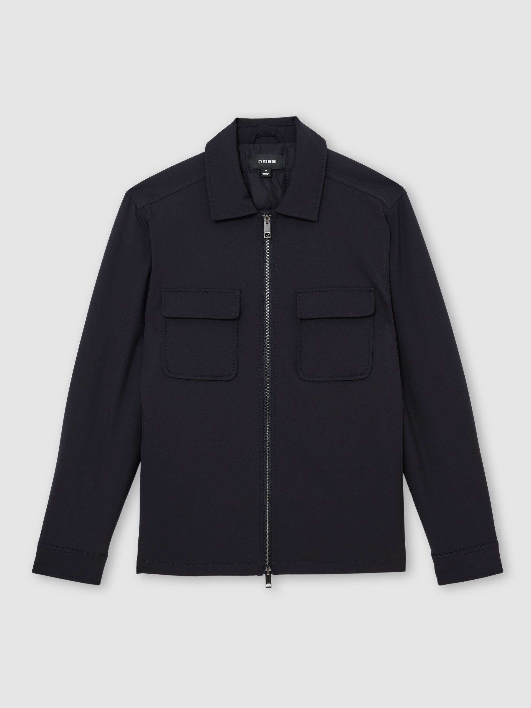 Technical Quilted Zip-Front Overshirt in Navy - image 1
