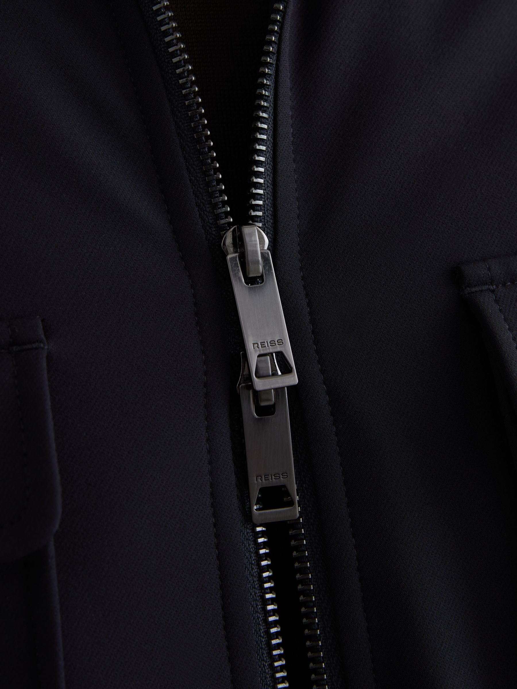 Technical Quilted Zip-Front Overshirt in Navy - Image 3 of 6