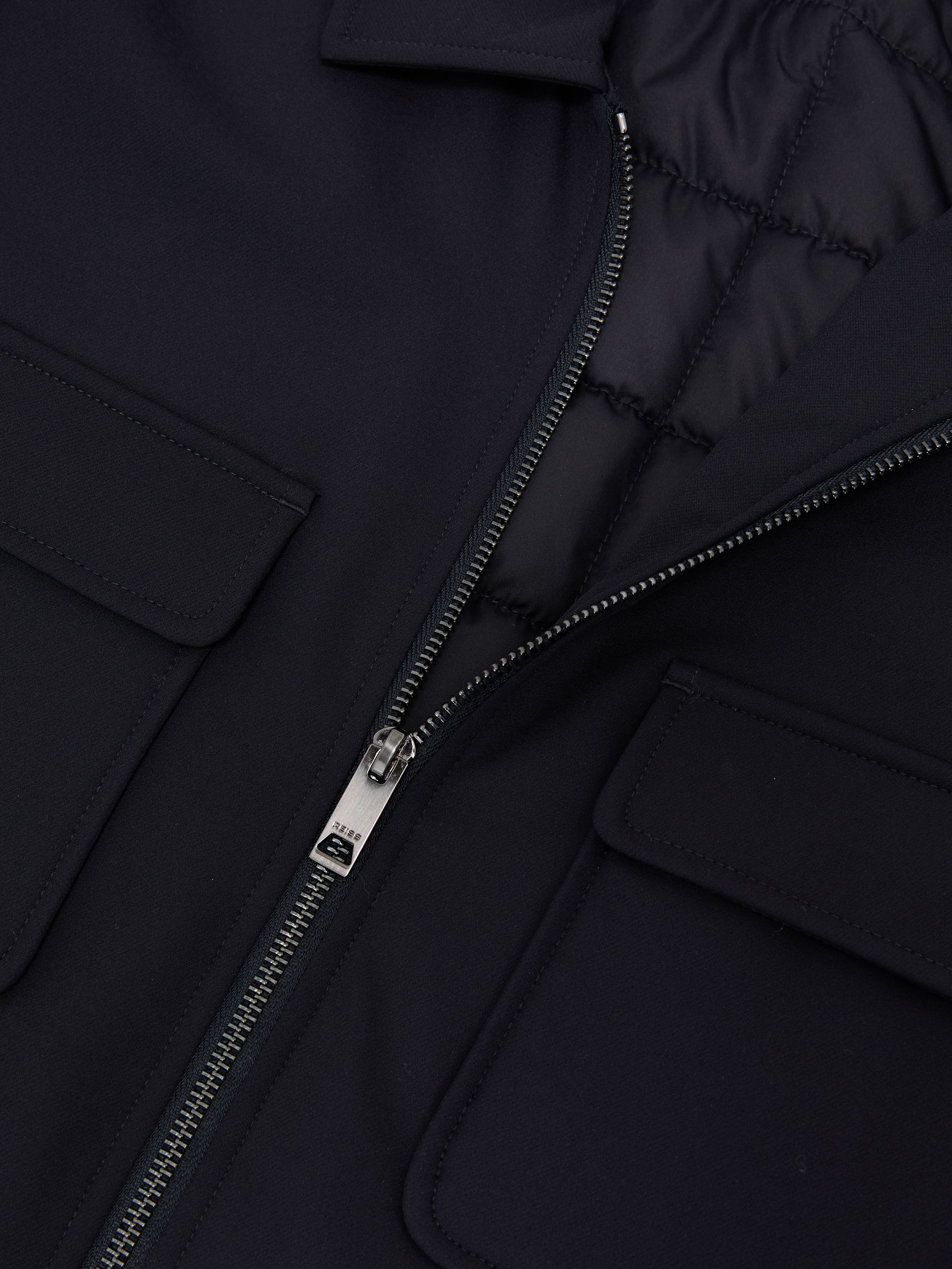 Technical Quilted Zip-Front Overshirt in Navy - Image 6 of 6