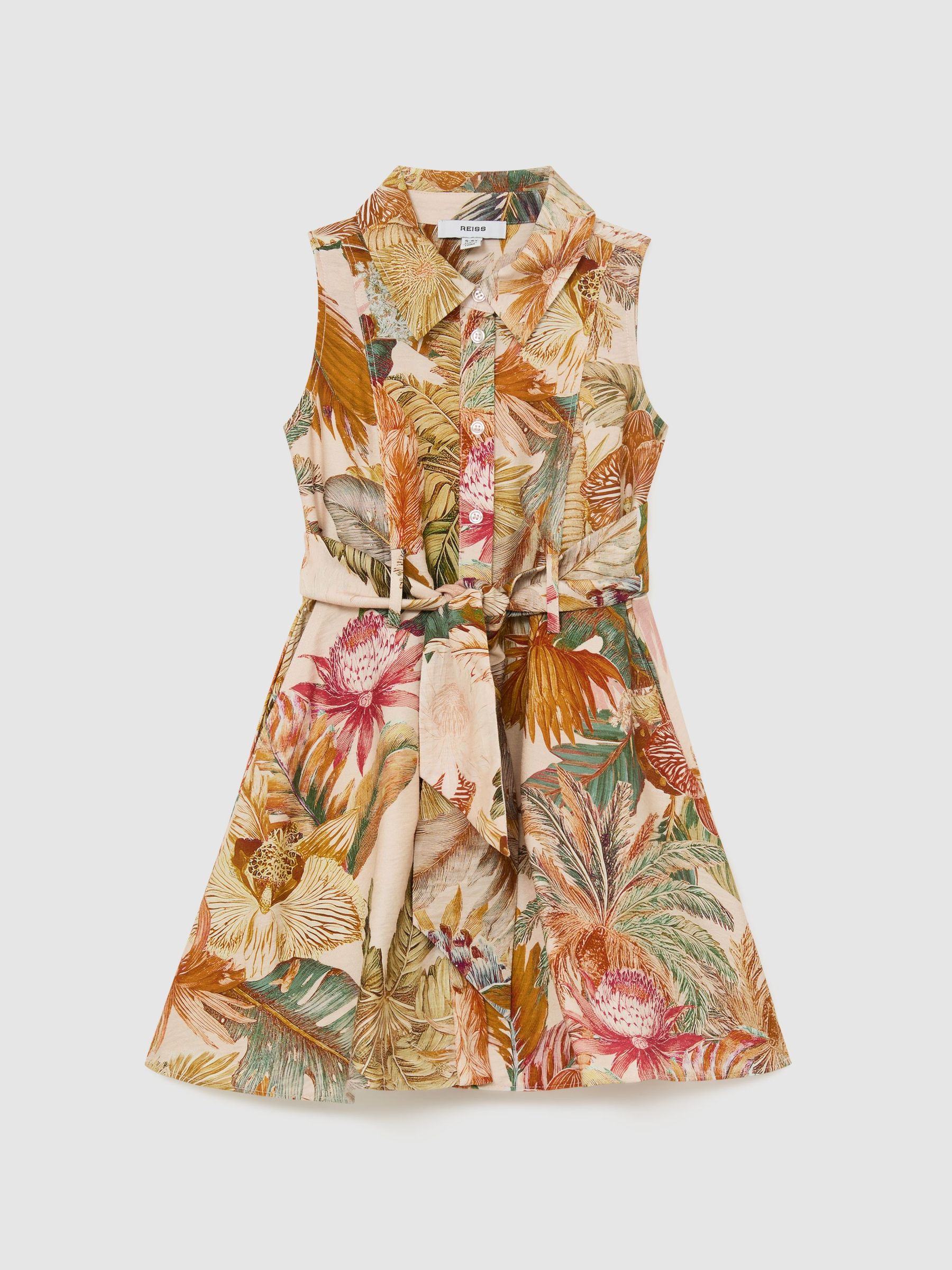 Floral-print Belted Shirt Dress