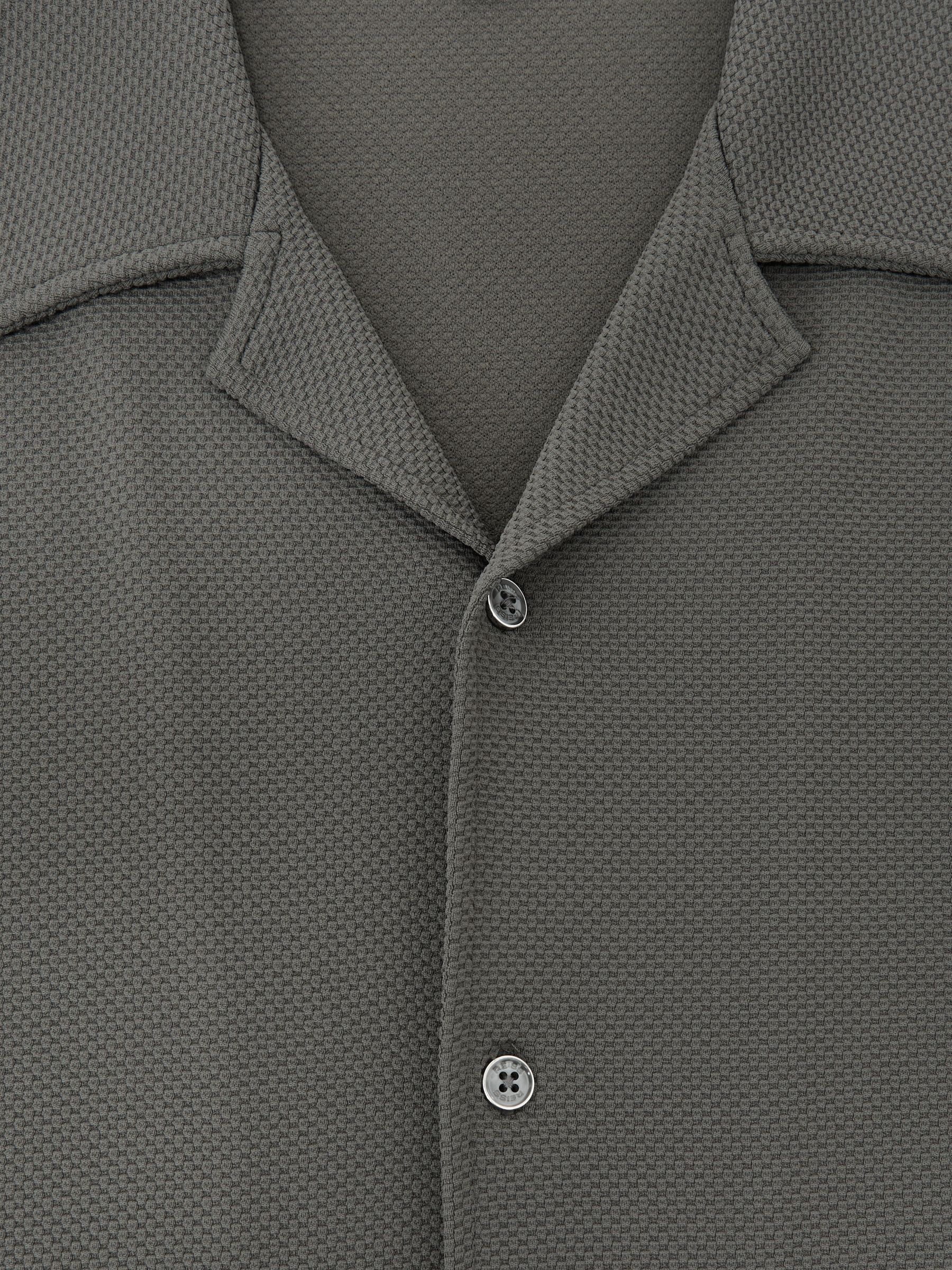 Textured Cuban-Collar Shirt in Sage Green - Image 6 of 6