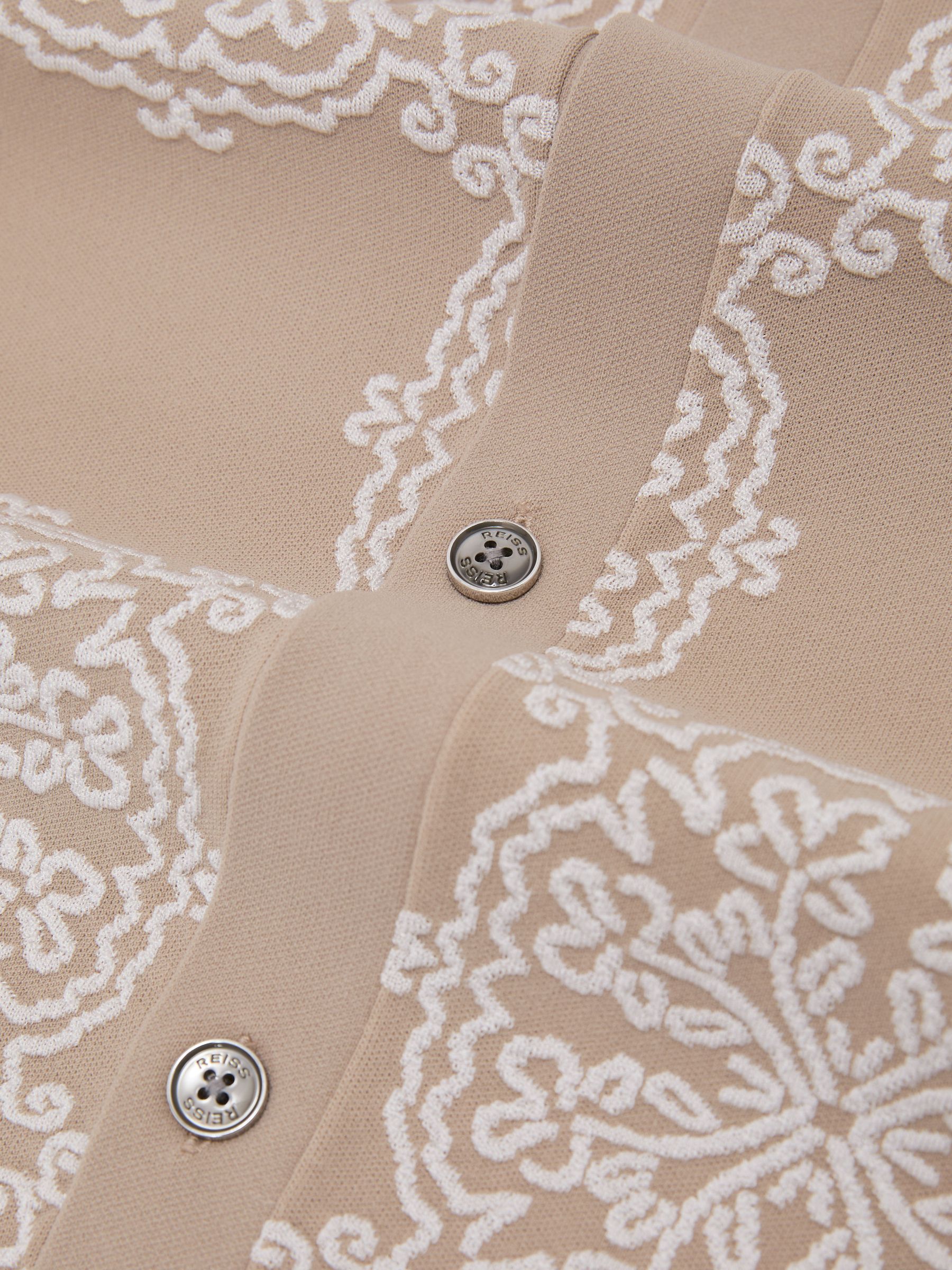 Jacquard Knit Cuban-Collar Shirt in Champagne/White - image 3
