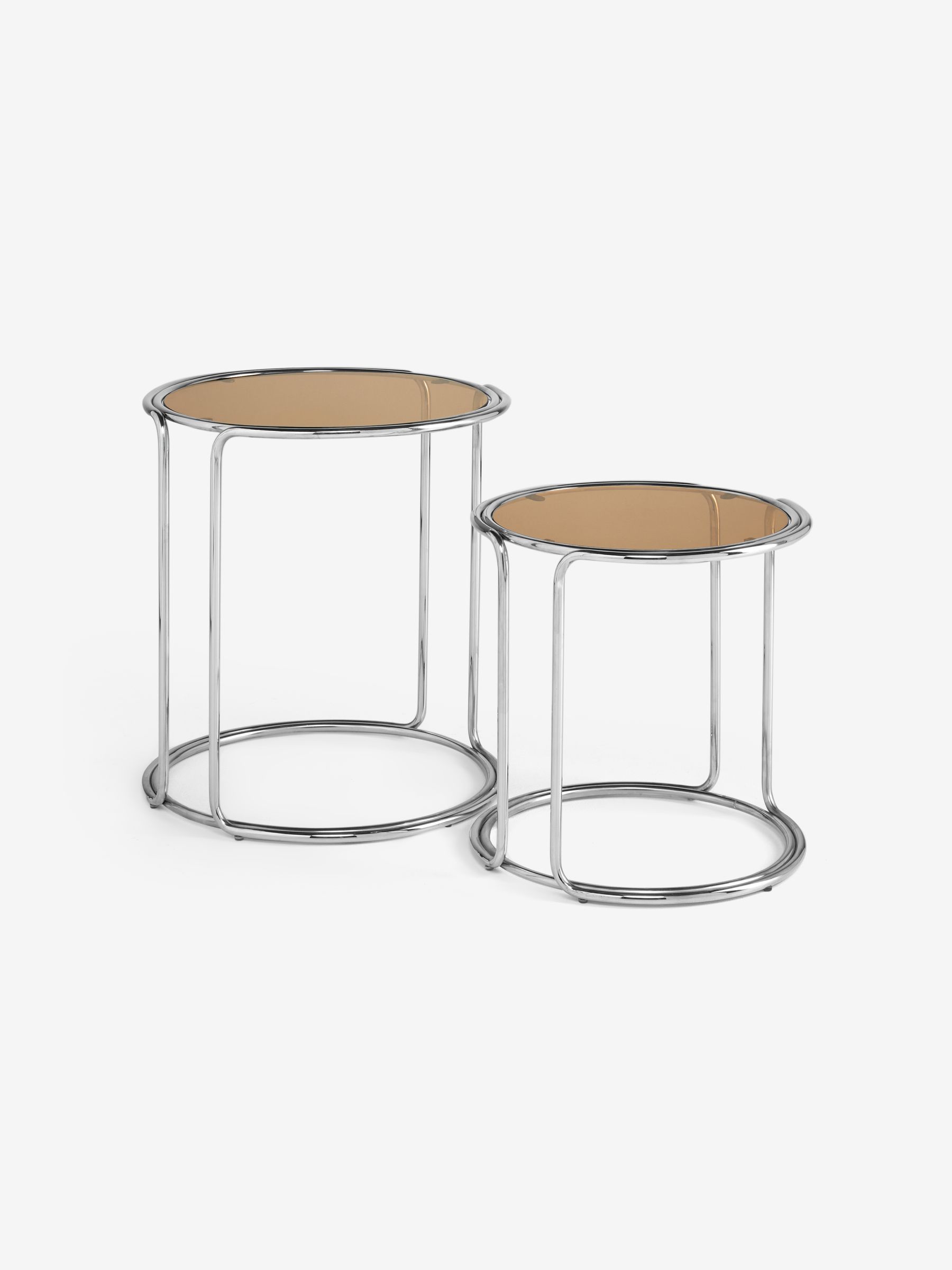 Piper Amber Glass Nest of Table in Chrome - Image 5 of 6