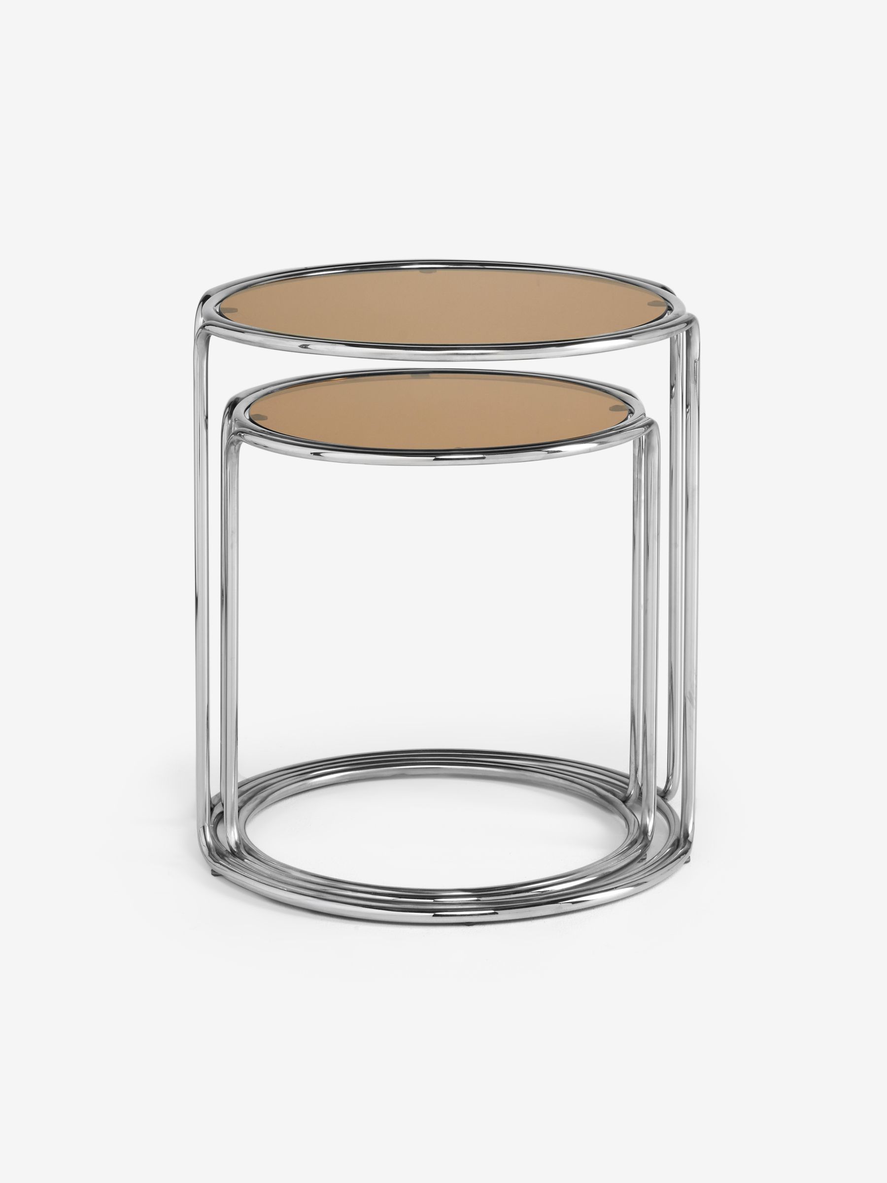 Piper Amber Glass Nest of Table in Chrome - Image 6 of 6 Piper Amber Glass Nest of Table in Chrome - Image 6 of 6