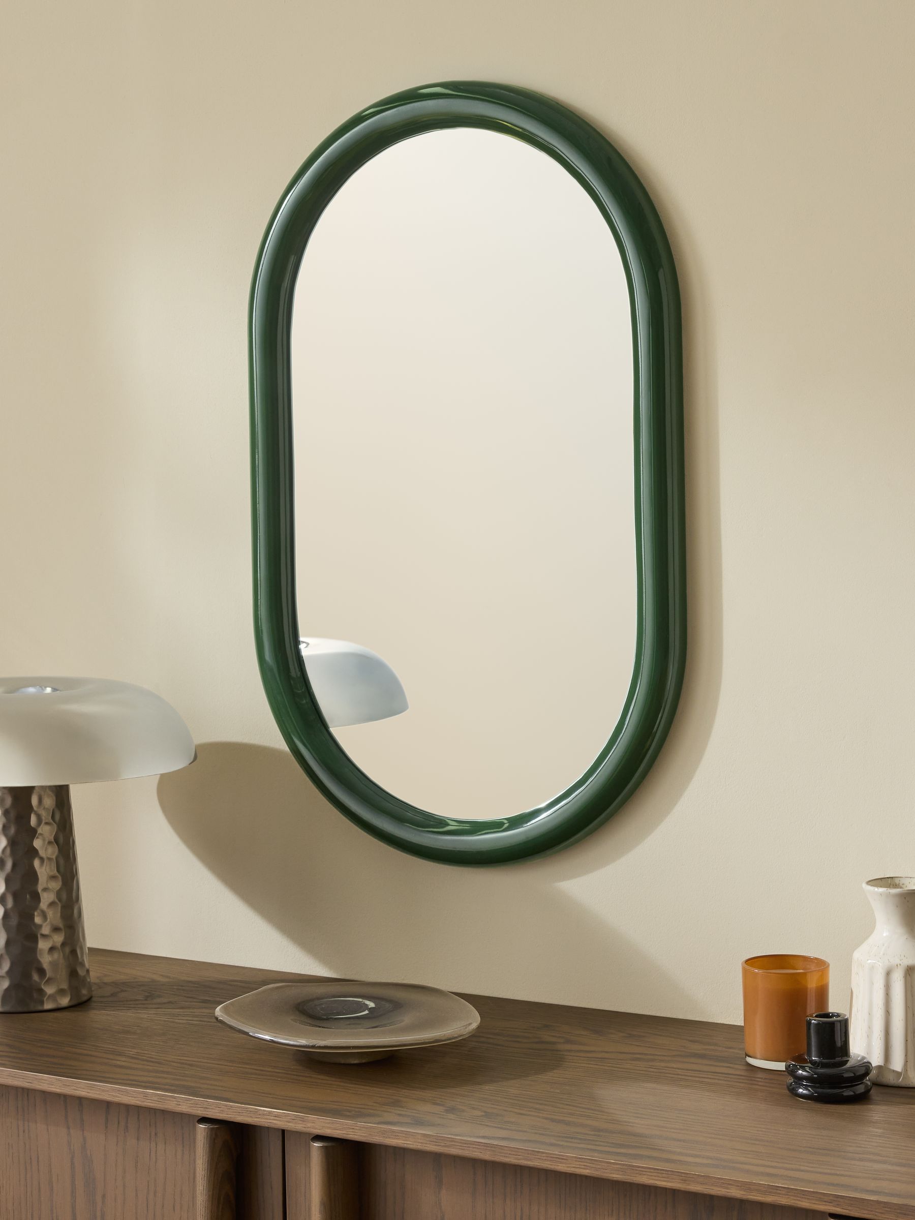 Reya Oval Mirror in Green - Image 1 of 6