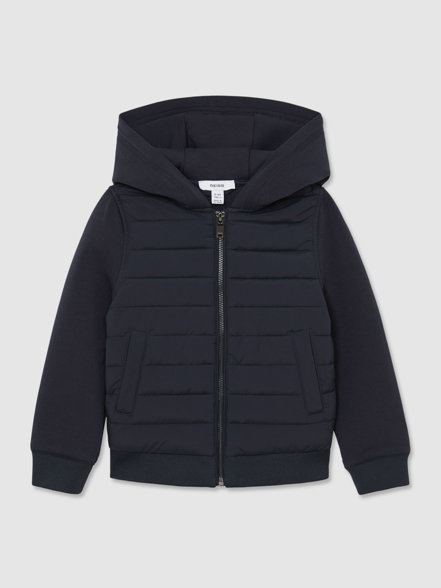 Hybrid Zip-Through Hooded Jacket in Navy - Image 1 of 3