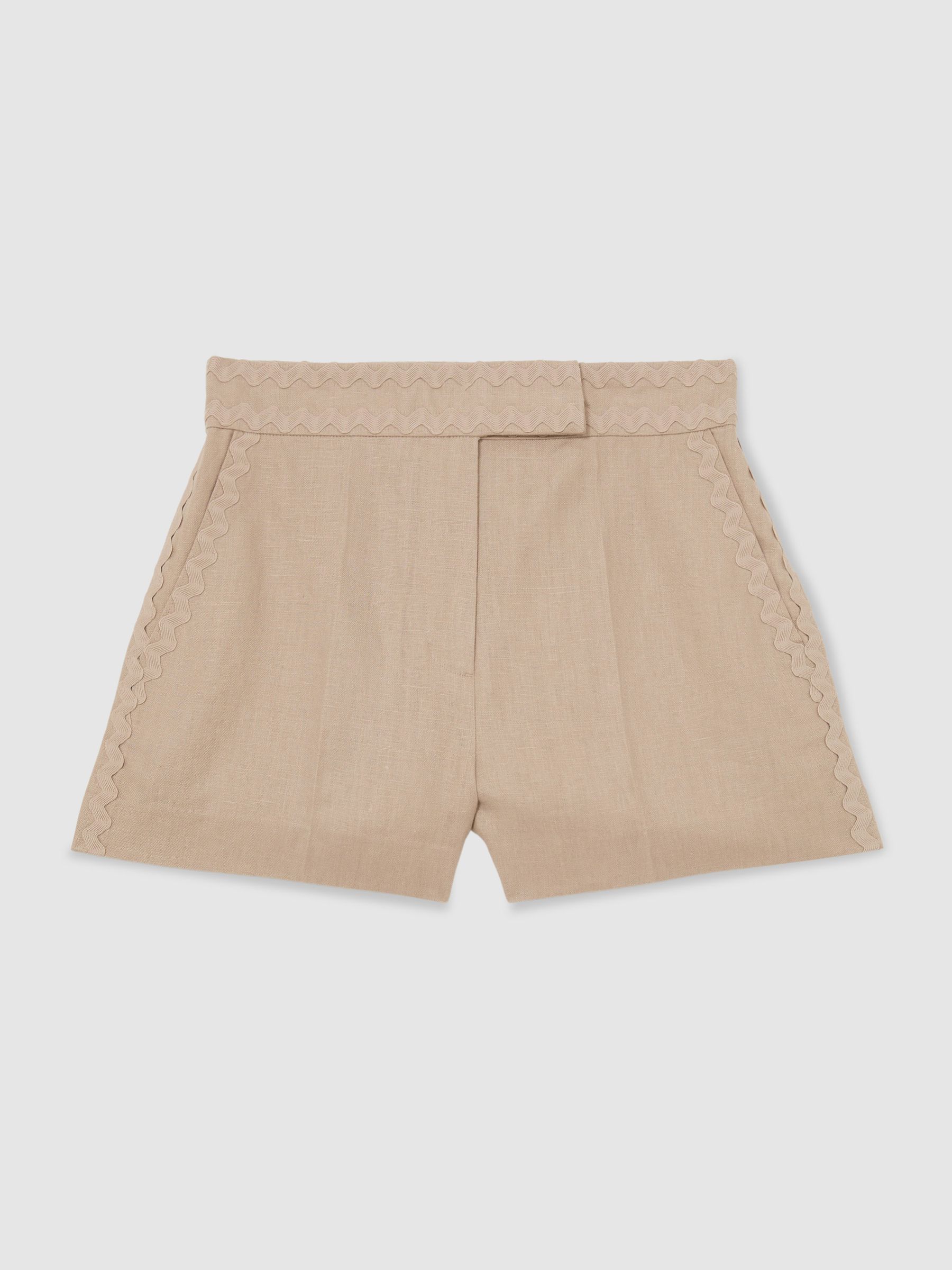 Linen Wave-Trim Shorts in Neutral - Image 2 of 6
