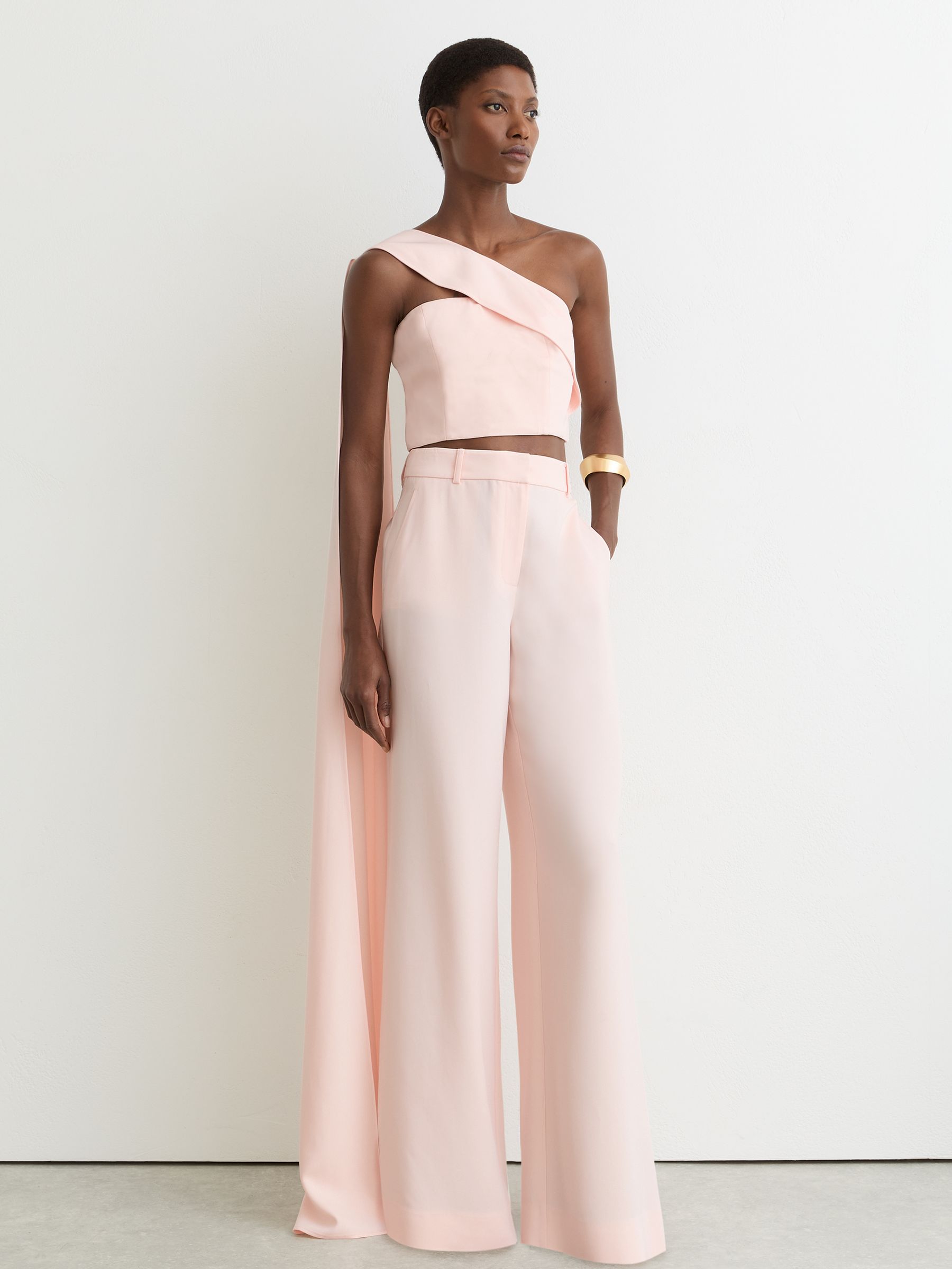 Wide-Leg Tailored Trousers in Pale Pink - Image 1 of 7