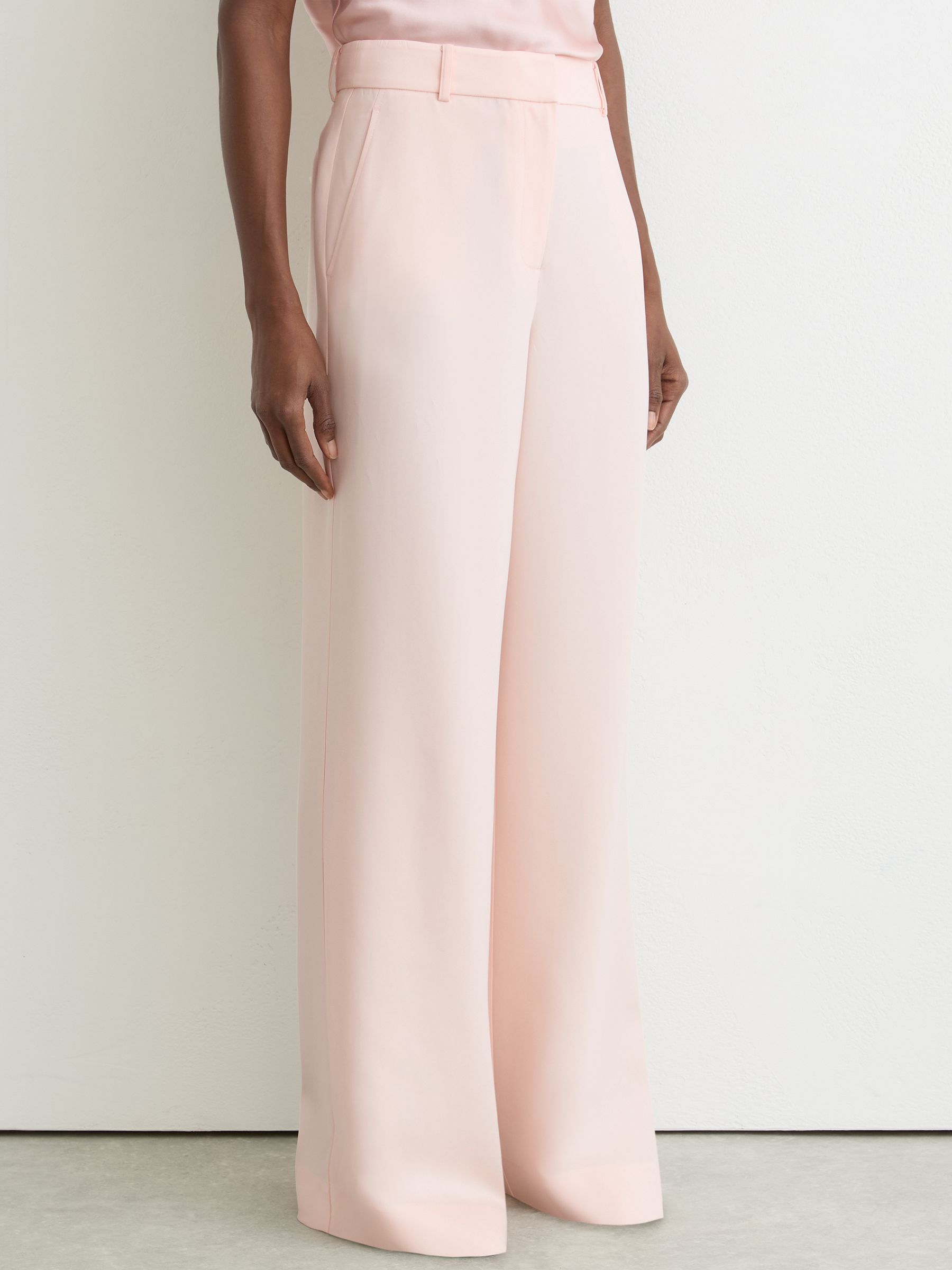 Wide-Leg Tailored Trousers in Pale Pink - Image 4 of 7
