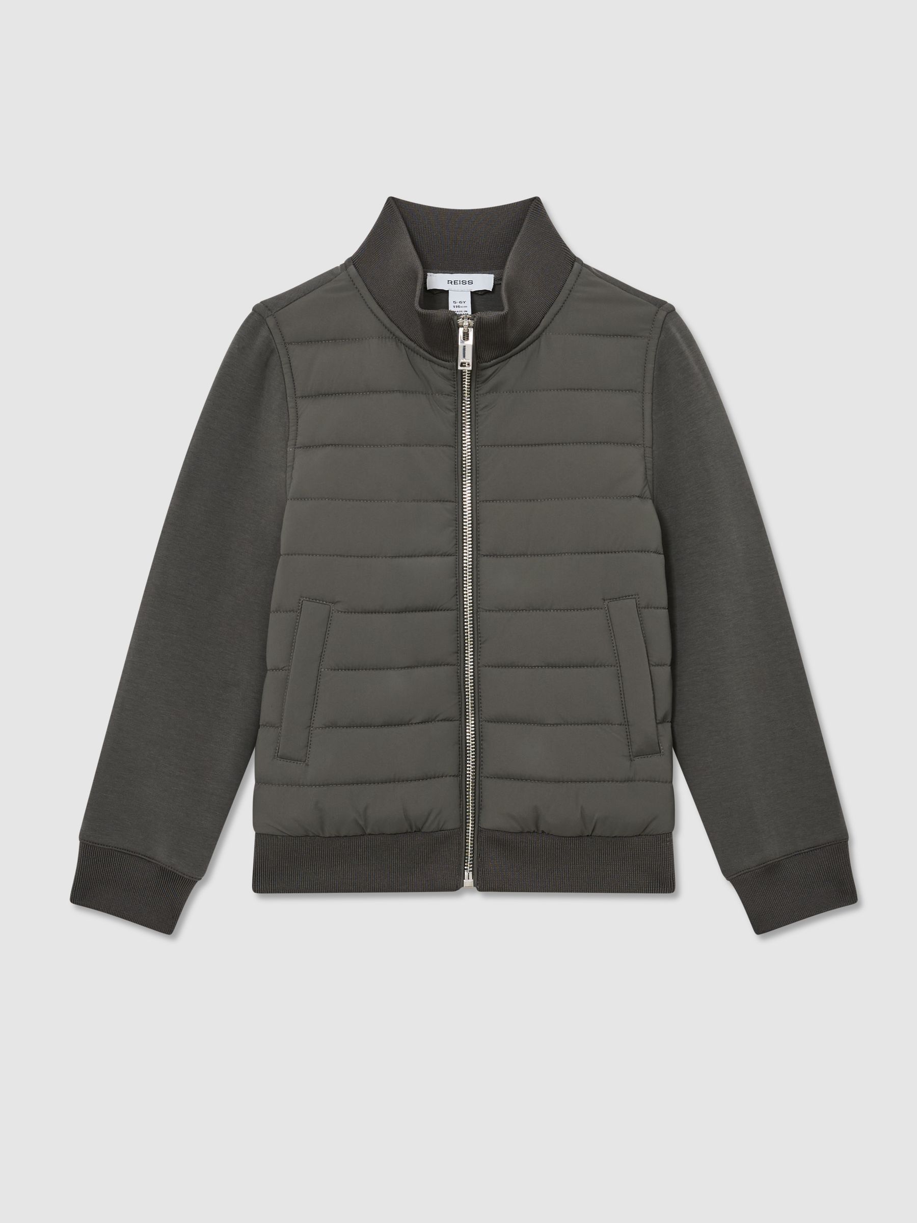 Quilted Hybrid Zip-Front Jacket in Sage Green - Image 1 of 2