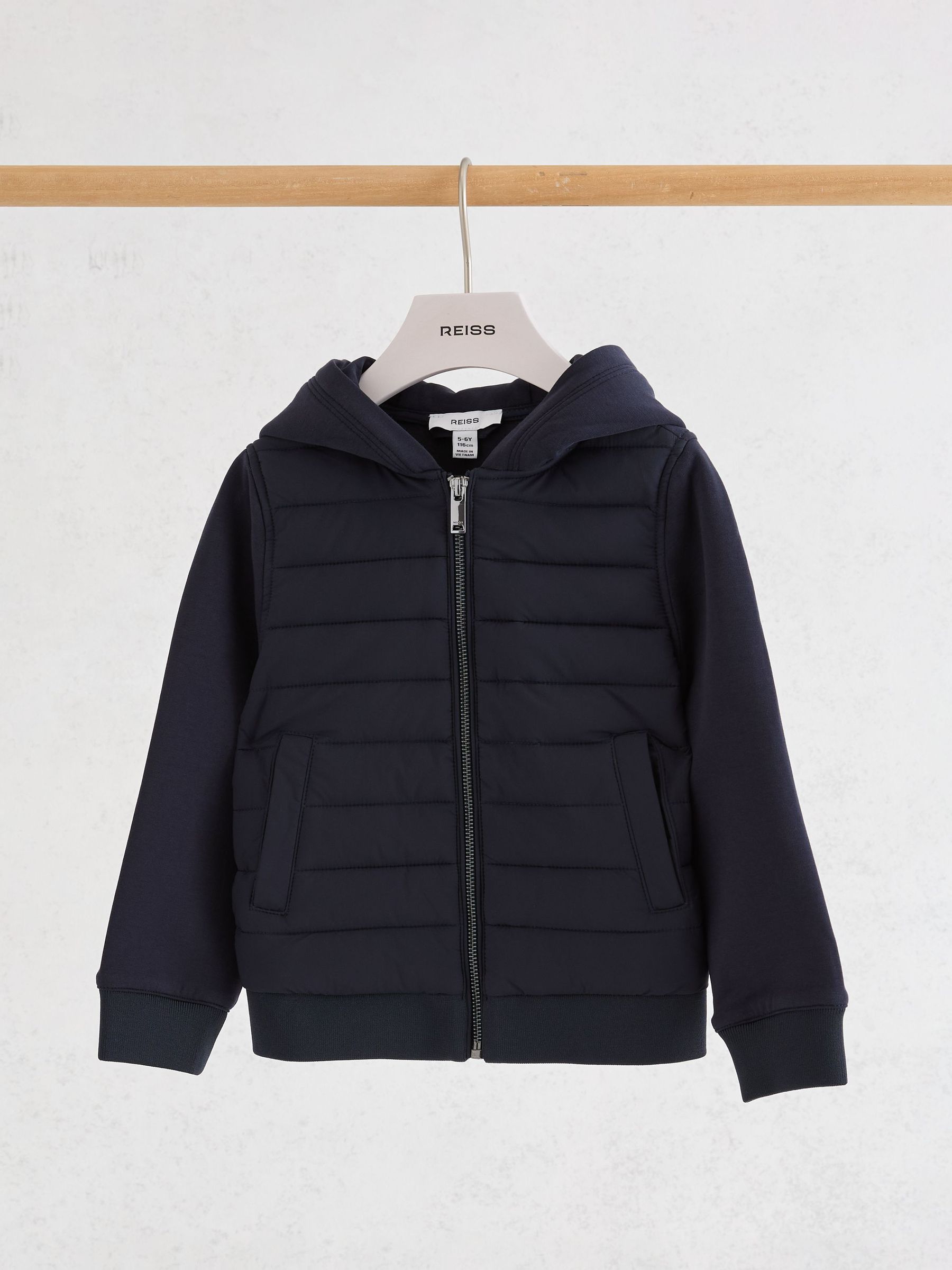 Hybrid Zip-Through Hooded Jacket in Navy - Image 2 of 3