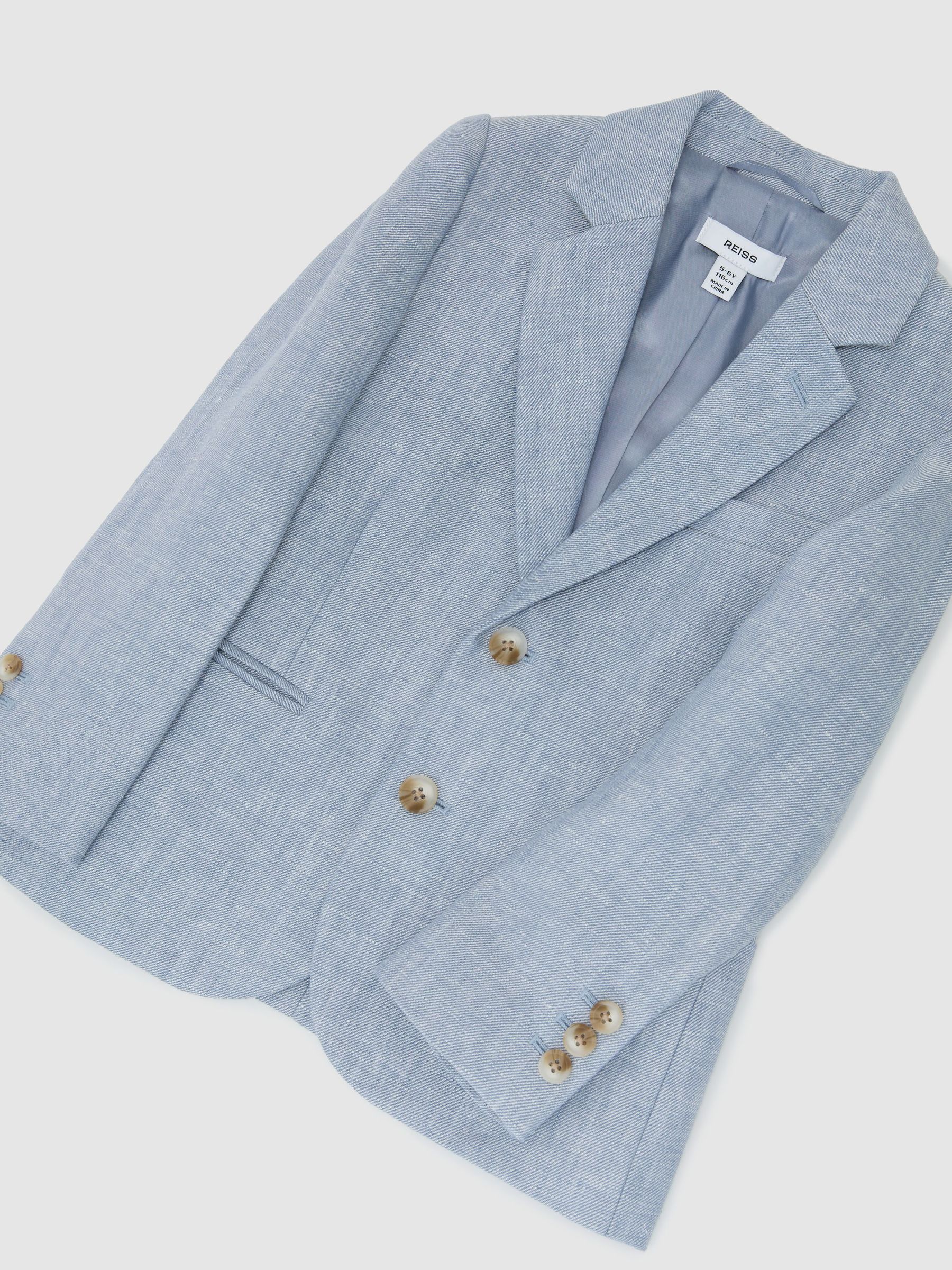 13-14 yrs Linen Single-Breasted Tailored Blazer in Soft Blue - Image 1 of 3