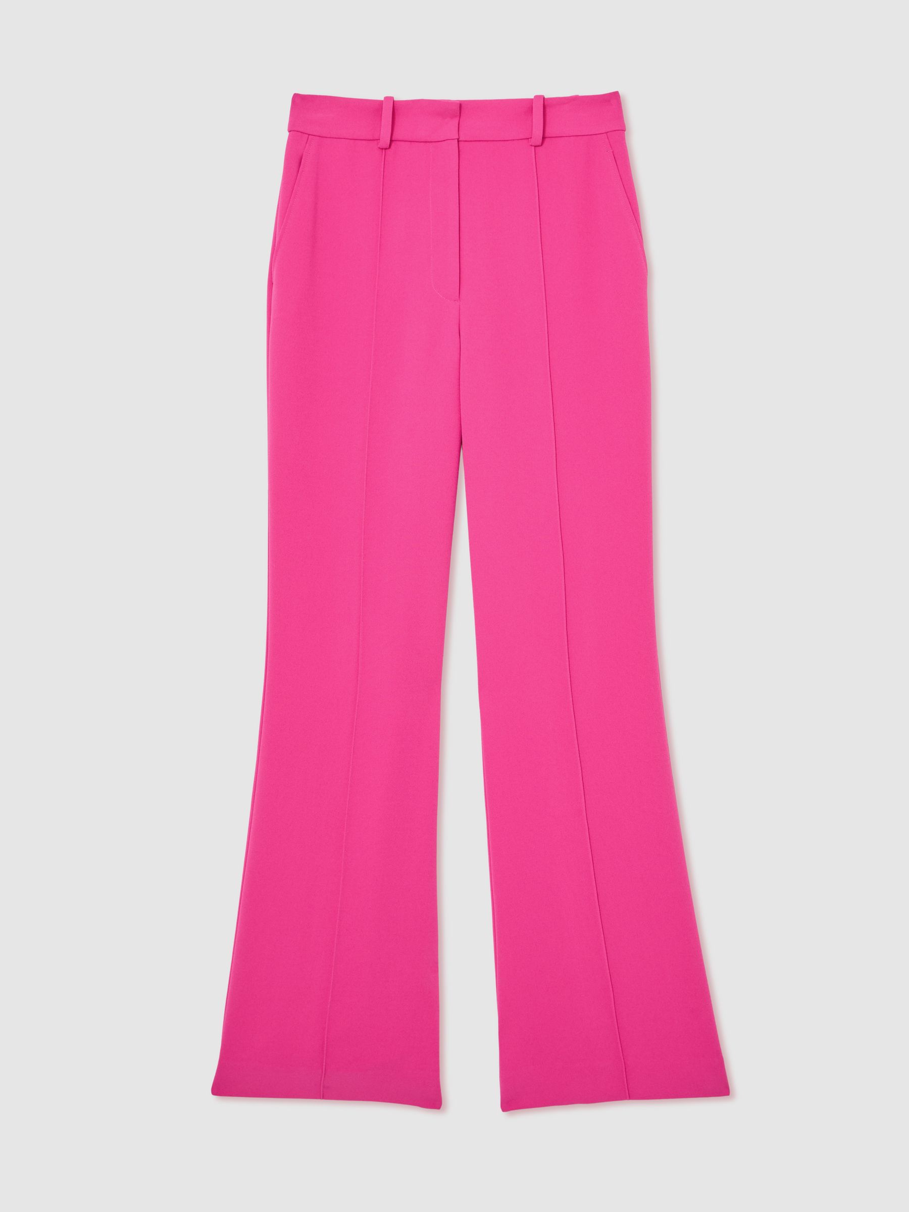 Seam-Detail Flared Trousers in Bright Pink - image 1