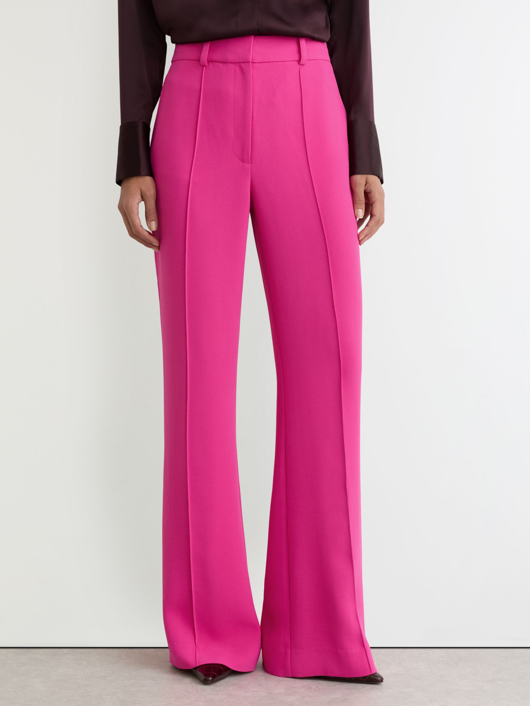 Seam-Detail Flared Trousers in Bright Pink - Image 3 of 7