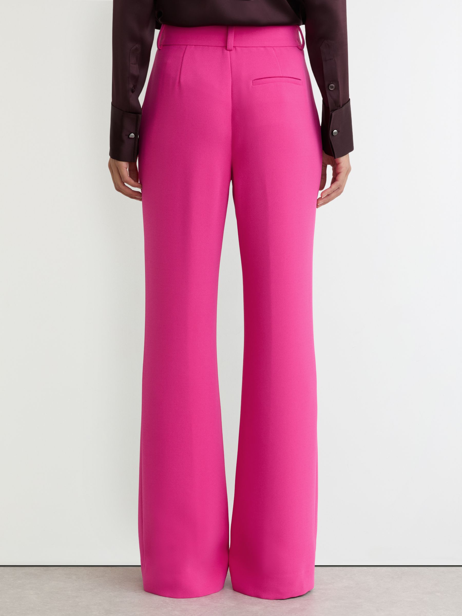 Seam-Detail Flared Trousers in Bright Pink - image 4