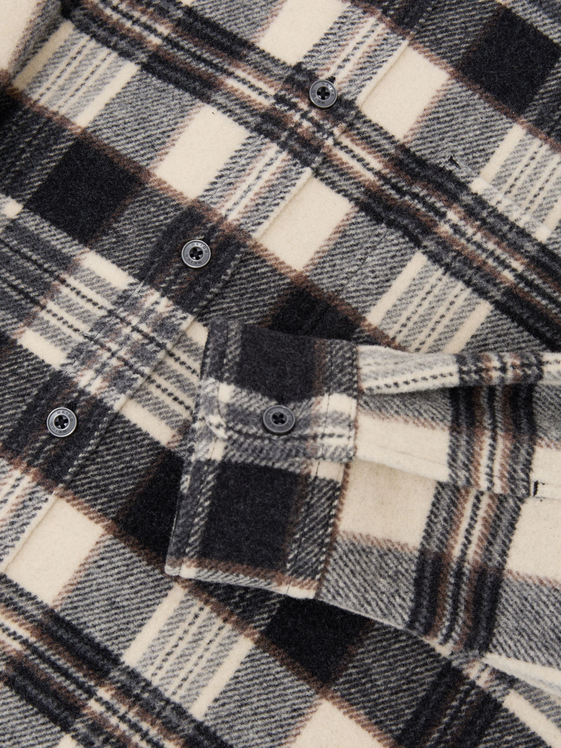 Wool-Blend Check Overshirt in Charcoal Grey - Image 7 of 7