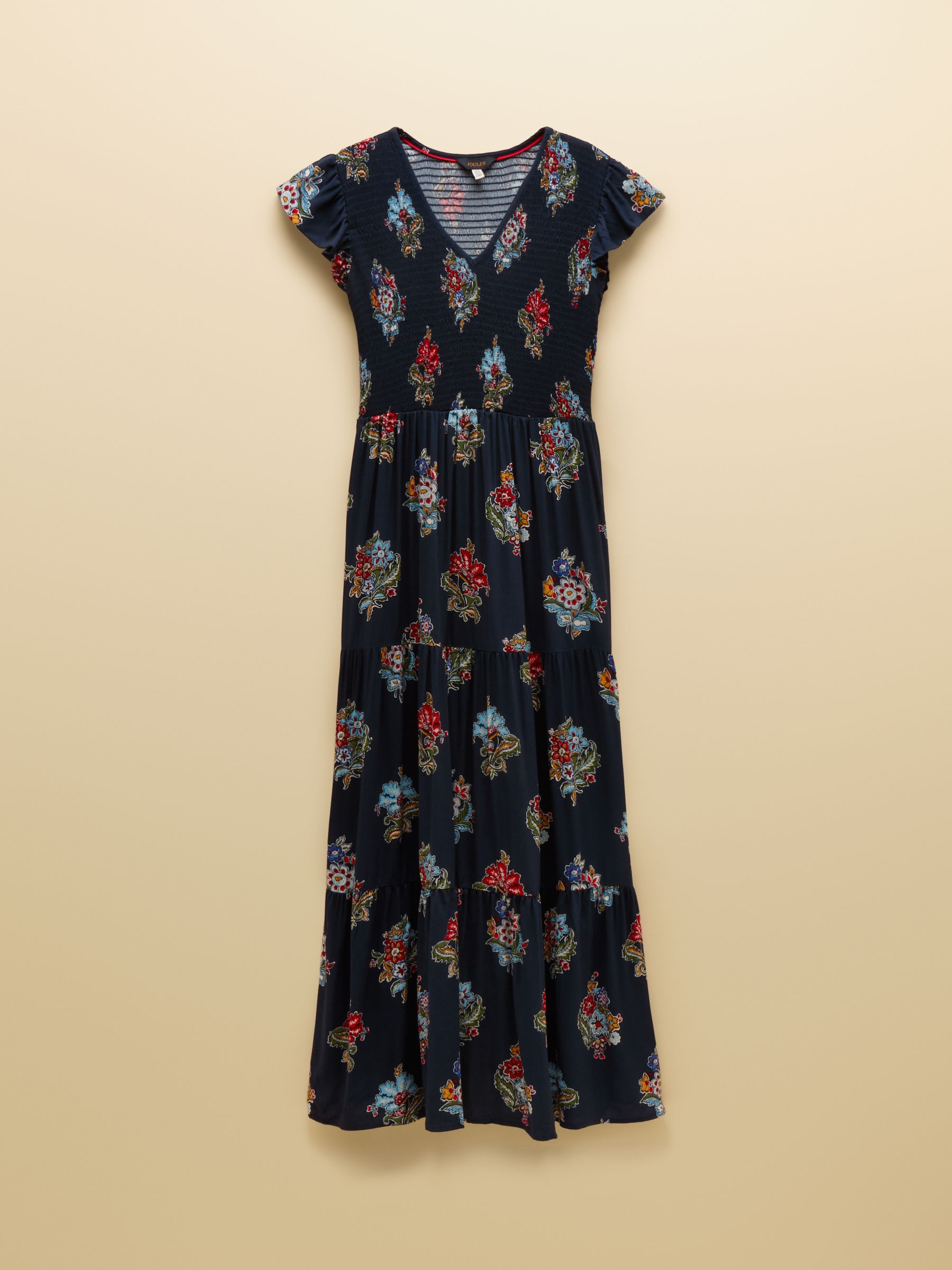 Esme Navy Floral Shirred Maxi Dress - Image 7 of 7