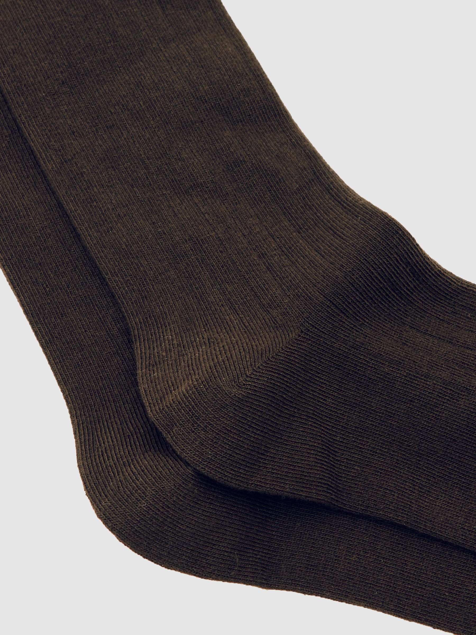 Cotton Blend Ribbed Loafer Socks in Chocolate - image 1