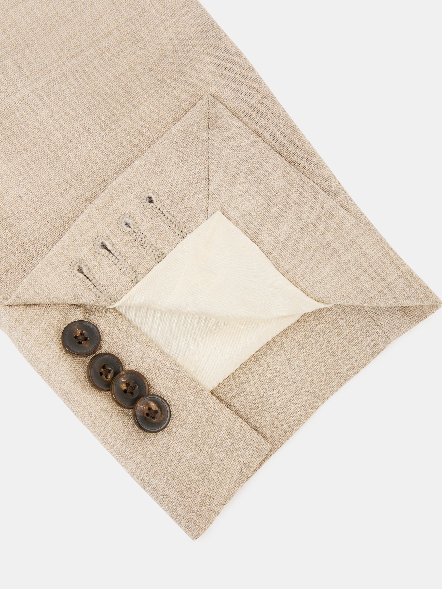 Wool Textured Single-Breasted Blazer Tailored-Fit in Oatmeal Brown - Image 9 of 9