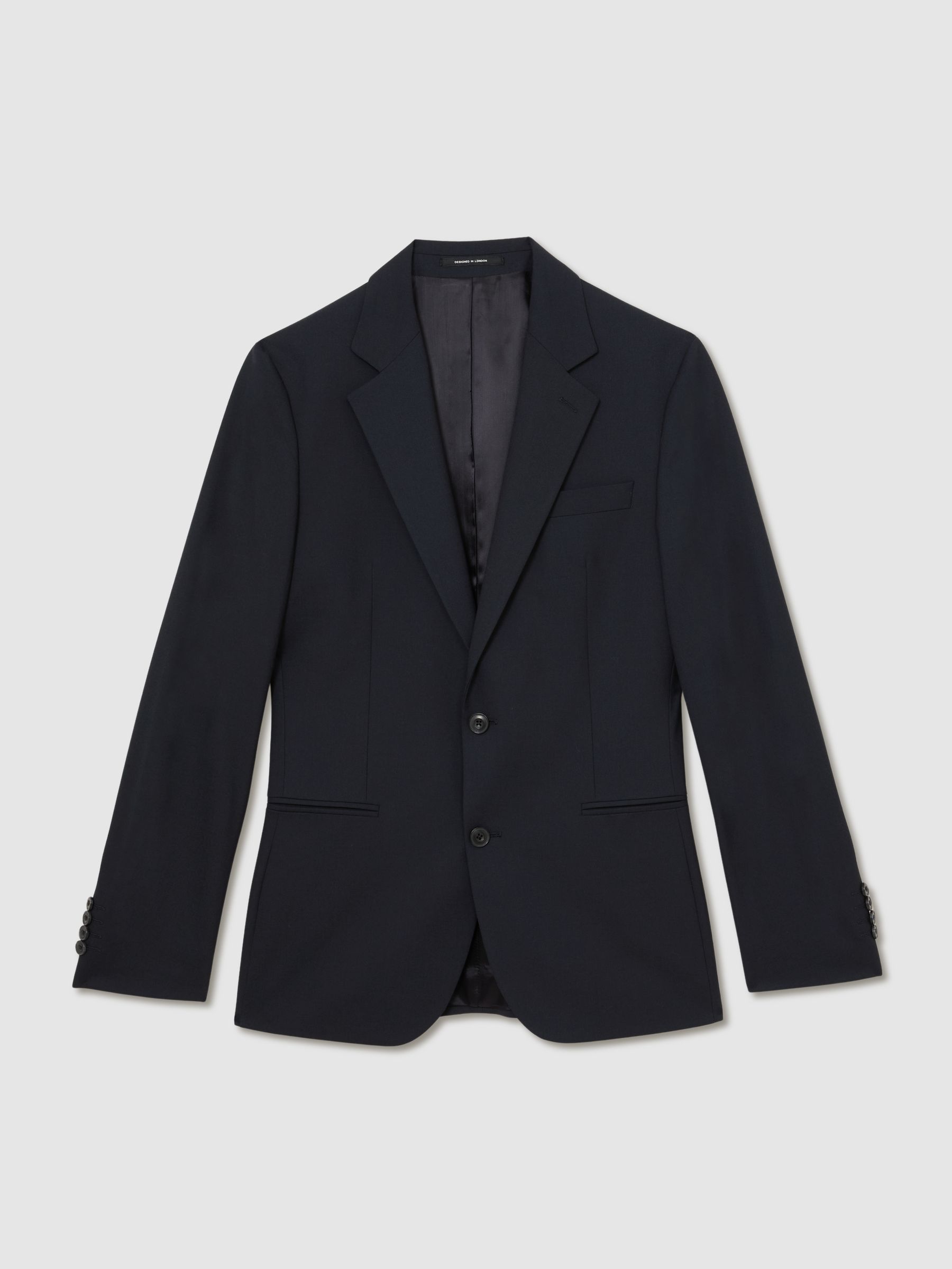 Single-Breasted Tailored-Fit Suit Blazer in Navy - Image 2 of 8