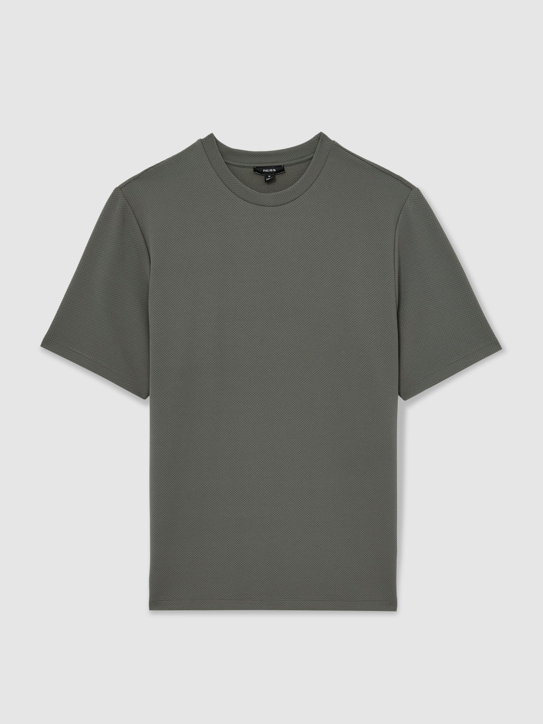 Textured Crew-Neck T-Shirt in Sage Green - Image 2 of 6