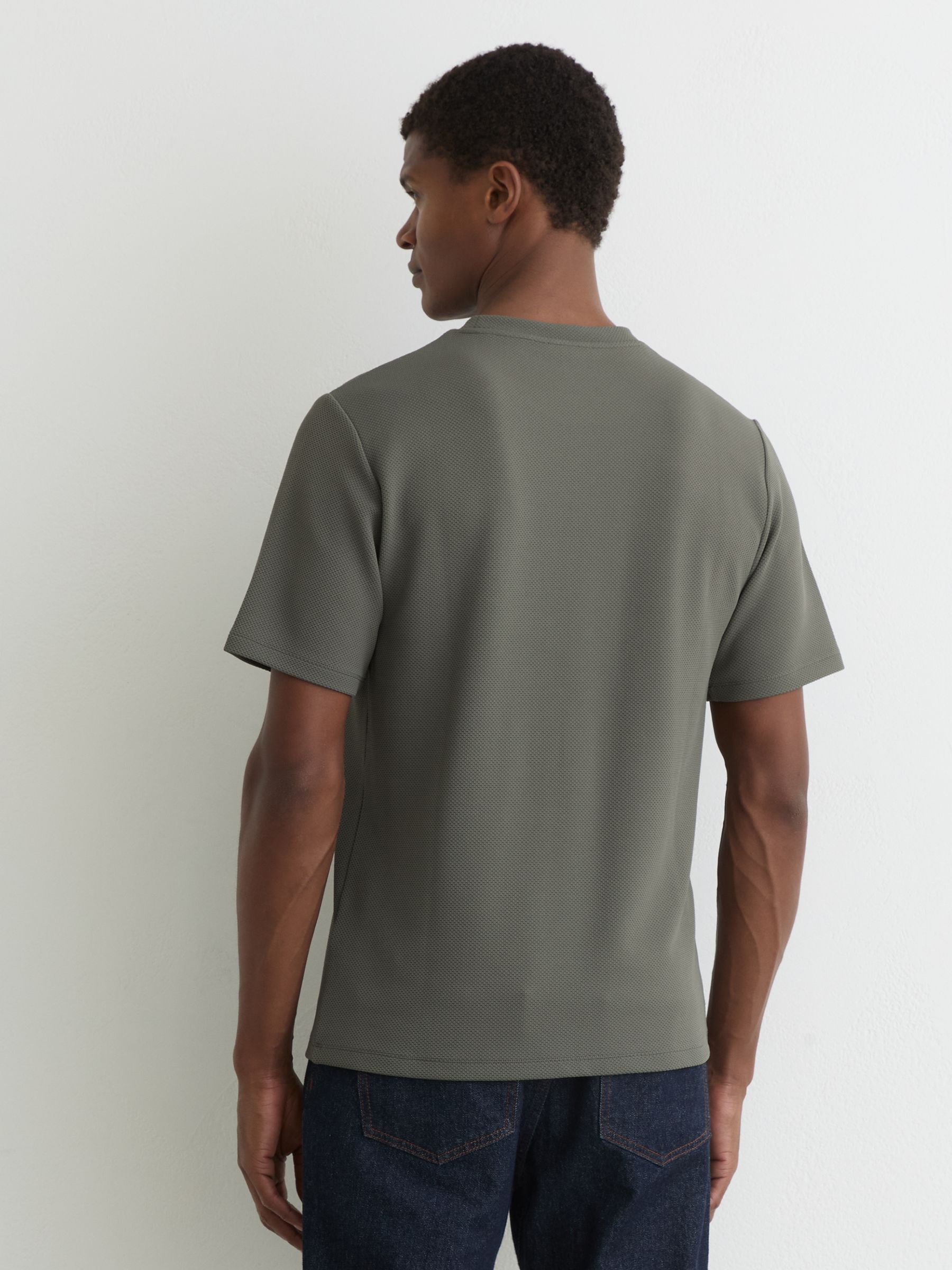 Textured Crew-Neck T-Shirt in Sage Green - Image 5 of 6