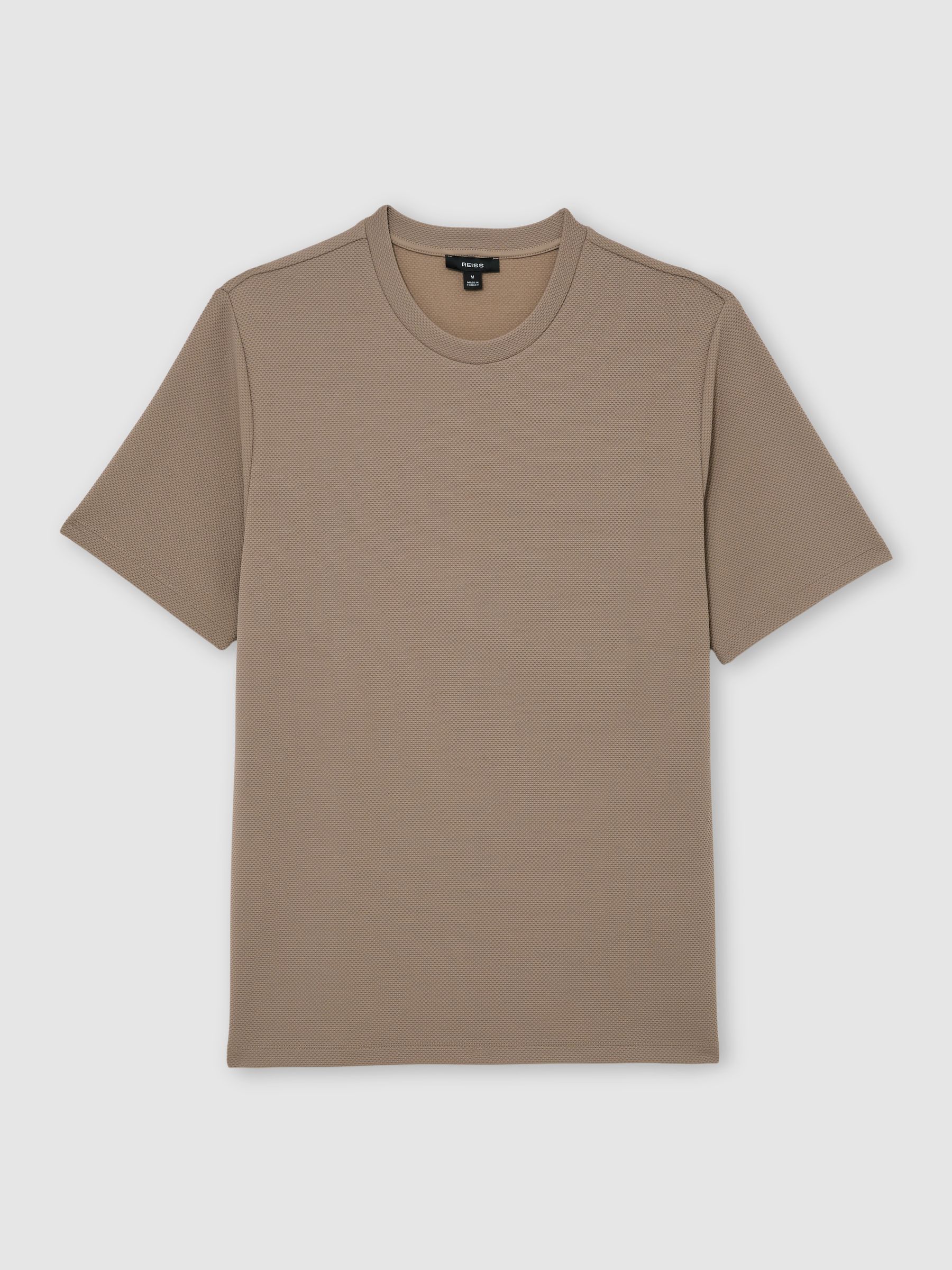 Textured Crew-Neck T-Shirt in Camel Brown - Image 2 of 6