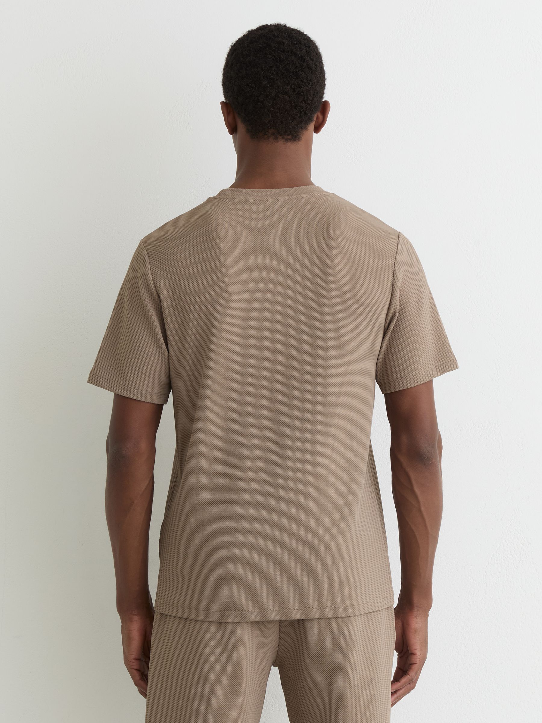 Textured Crew-Neck Modern-Fit T-Shirt in Camel Brown - image 3