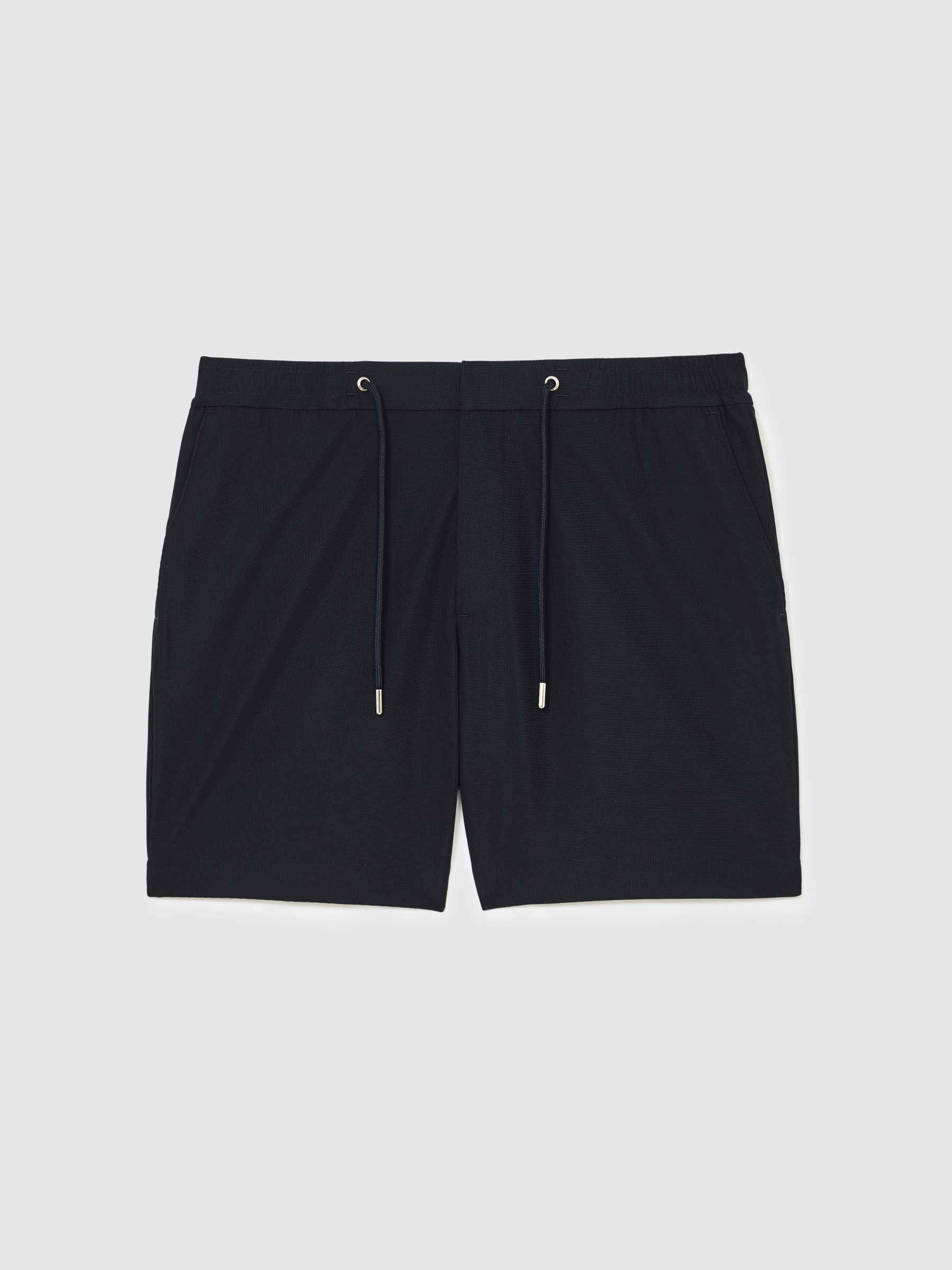 Textured Drawstring Shorts in Navy - Image 2 of 6