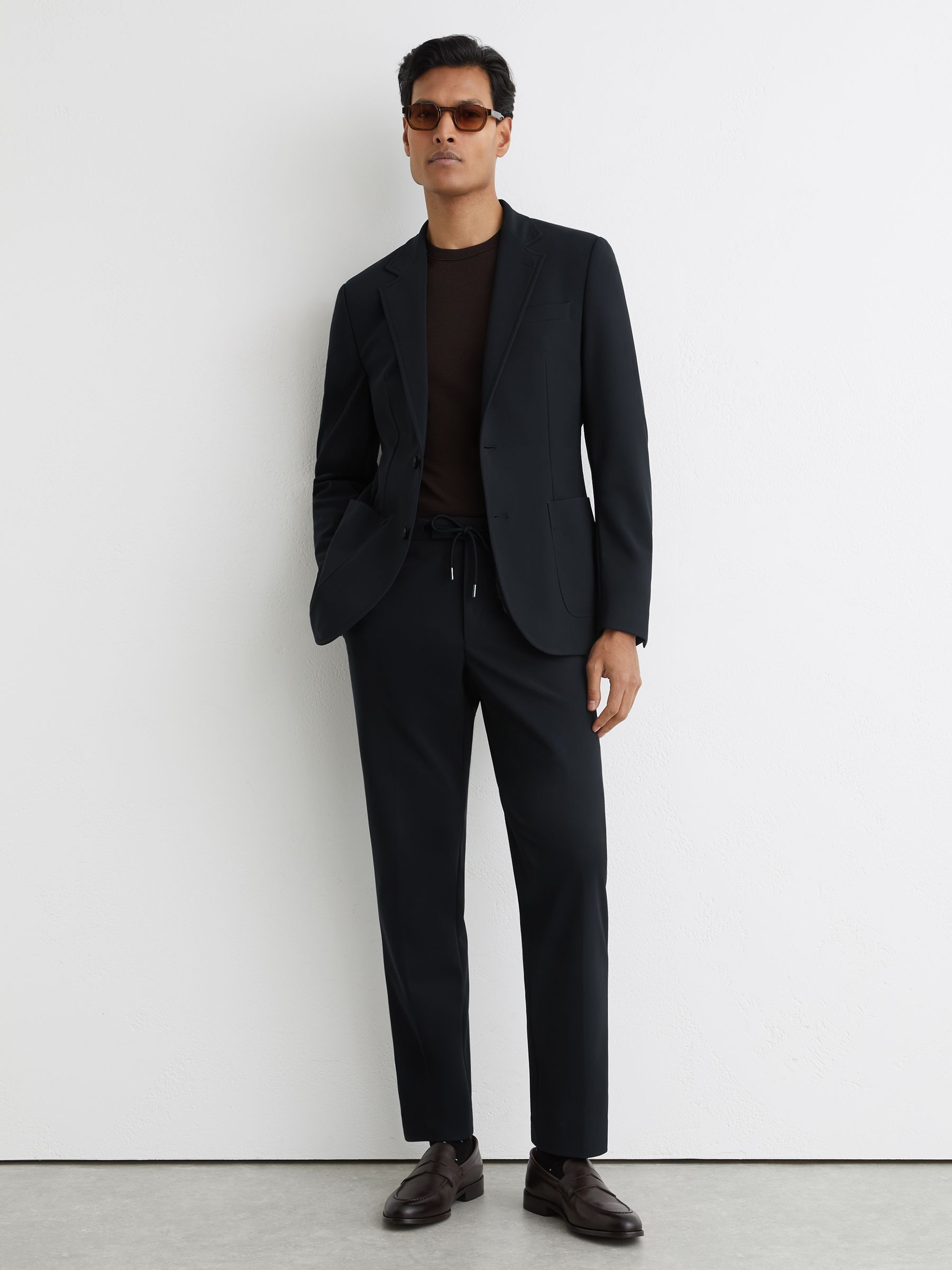 Jersey Single-Breasted Suit Tailored-Fit Blazer in Navy - Image 3 of 8