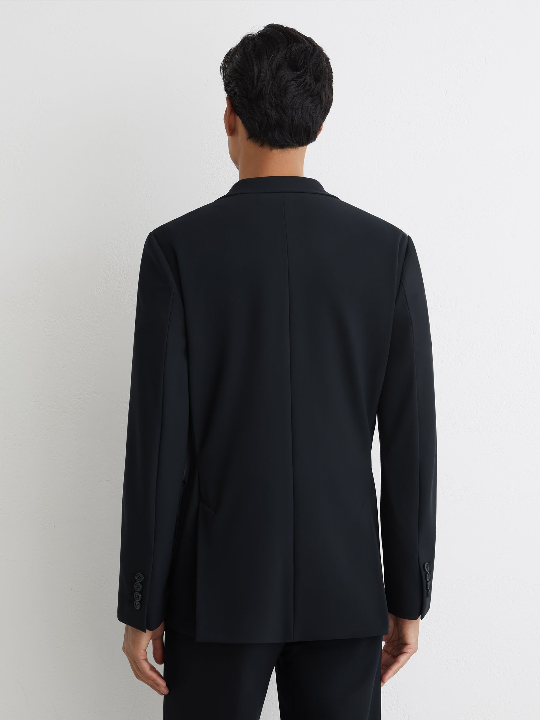 Tailored Fit Jersey Single-Breasted Suit Blazer in Navy - image 5