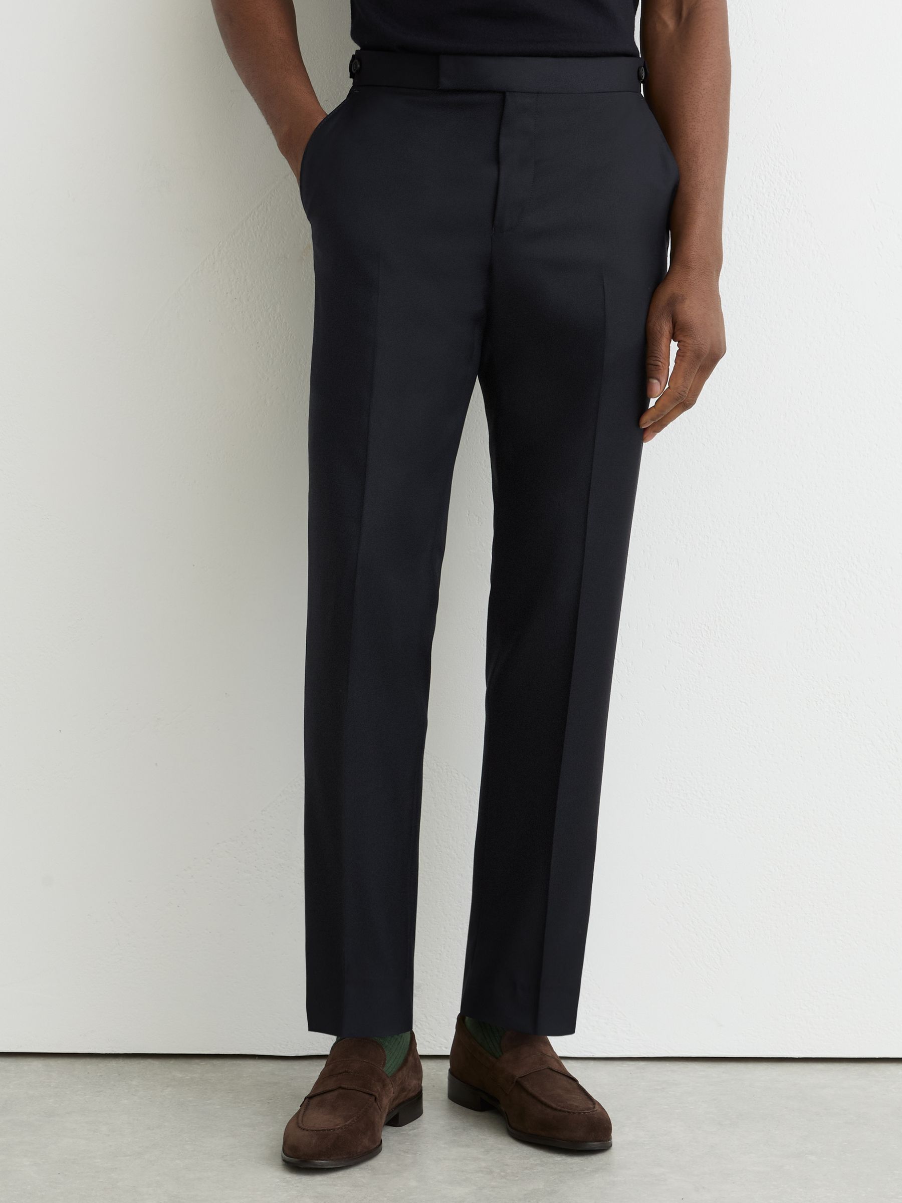 Classic Fit Italian Wool Suit Trousers in Navy - image 5