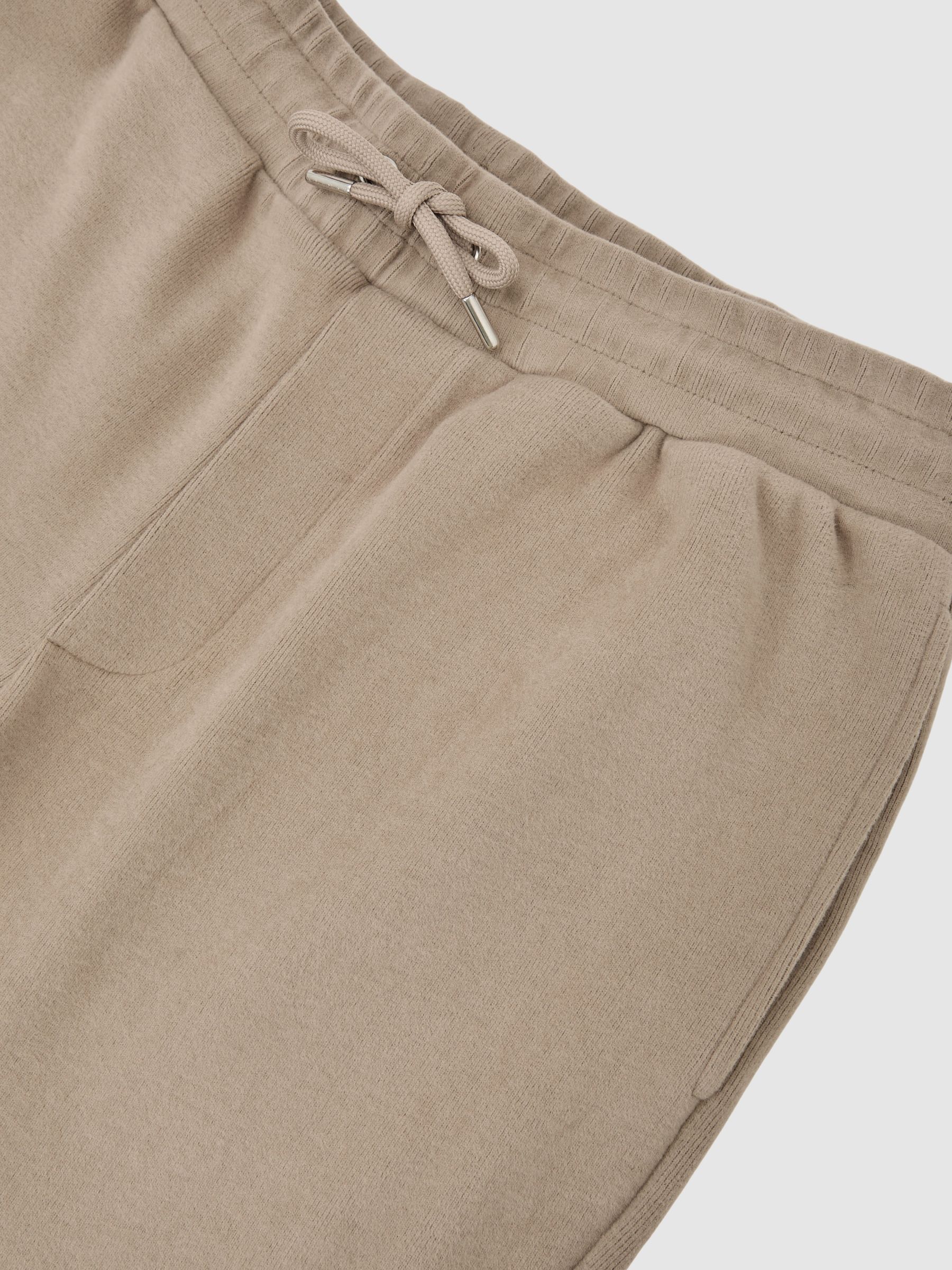 Bomulls-Blend borstade ribbade mjukisbyxor i Camel Brun - Bild 6 av 6