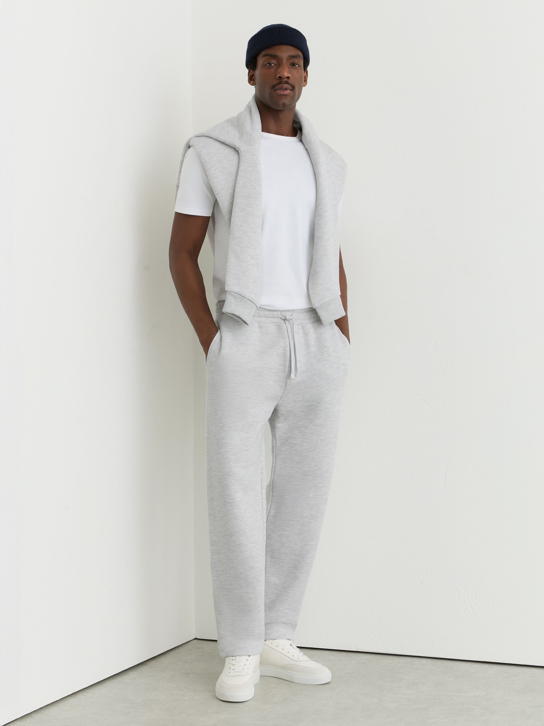 Cotton-Blend Heavyweight Joggers in Grey Melange - Image 1 of 7