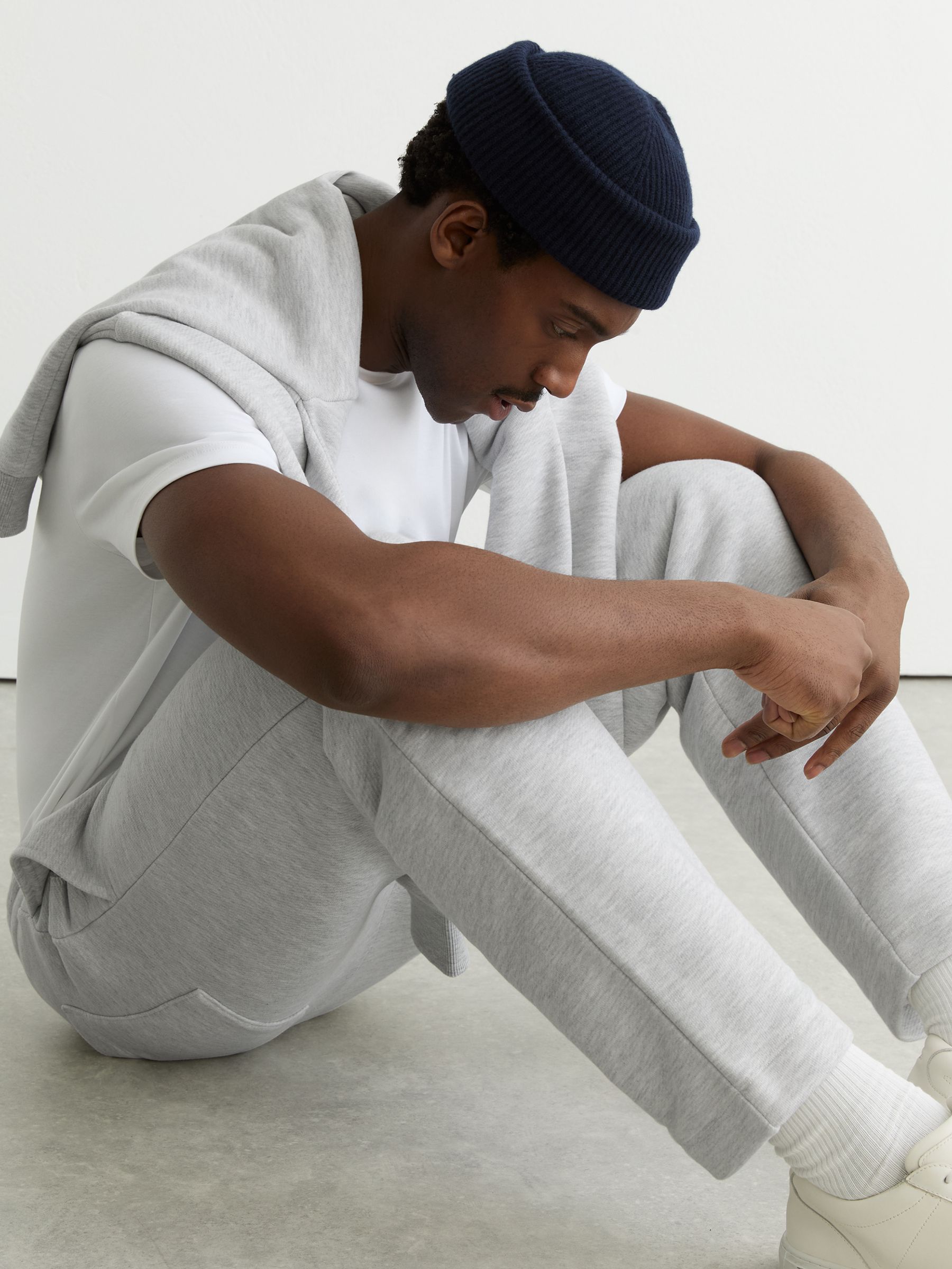 Cotton-Blend Heavyweight Joggers in Grey Melange - Image 4 of 7