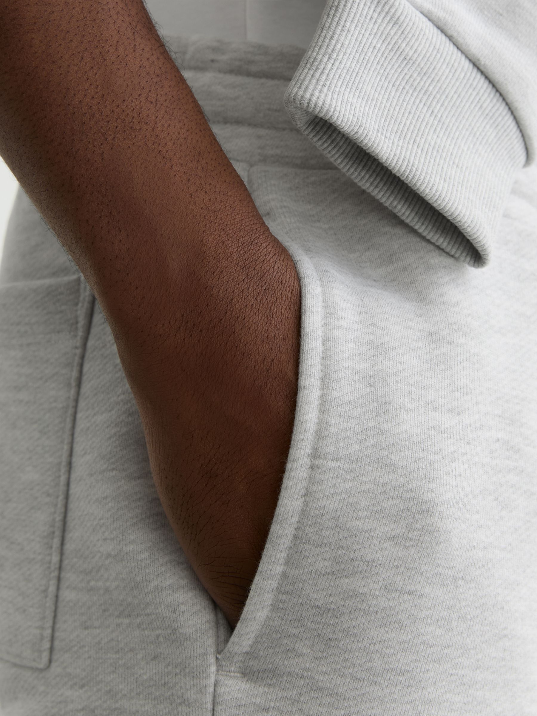 Cotton-Blend Heavyweight Joggers in Grey Melange - Image 6 of 7