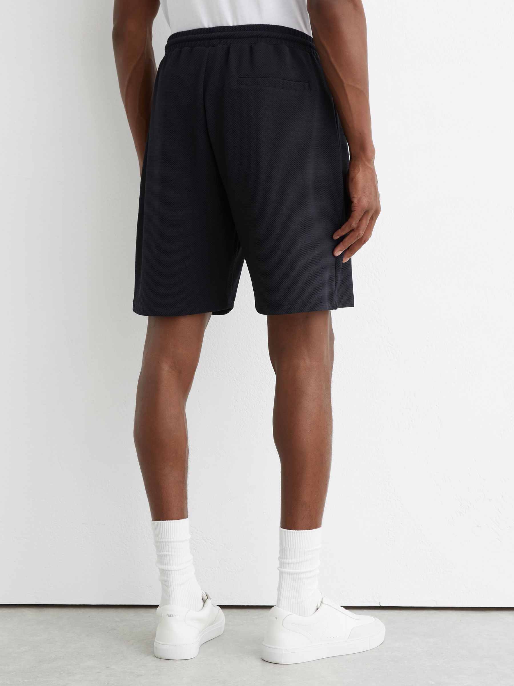 Textured Drawstring Shorts in Navy - image 4