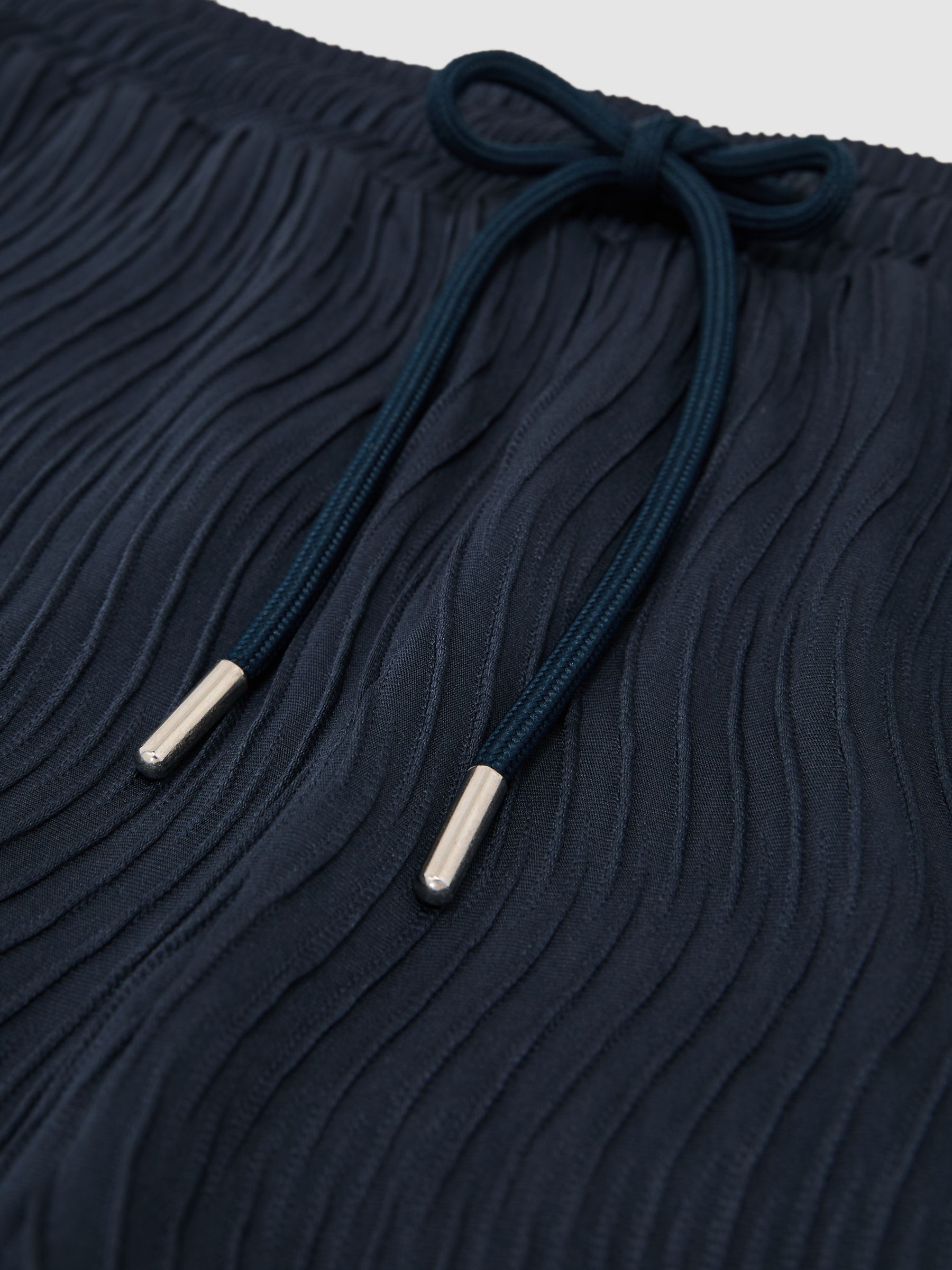 Textured-Wave Drawstring Shorts in Airforce Blue - Image 7 of 7