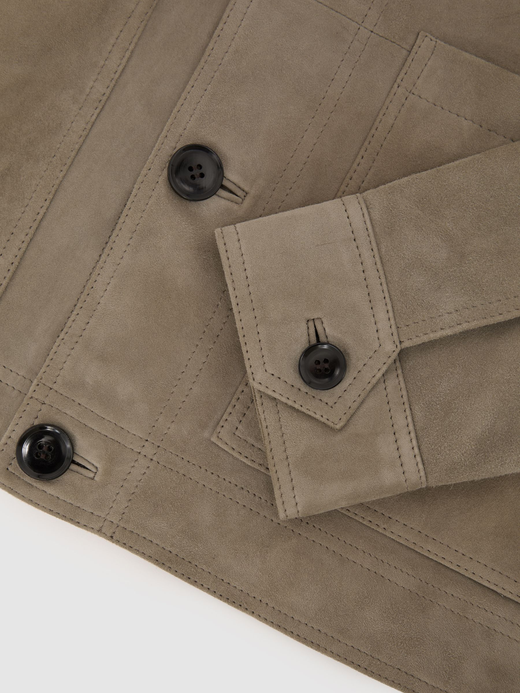 Suede Patch-Pocket Worker Jacket in Soft Sage Green - Image 7 of 7