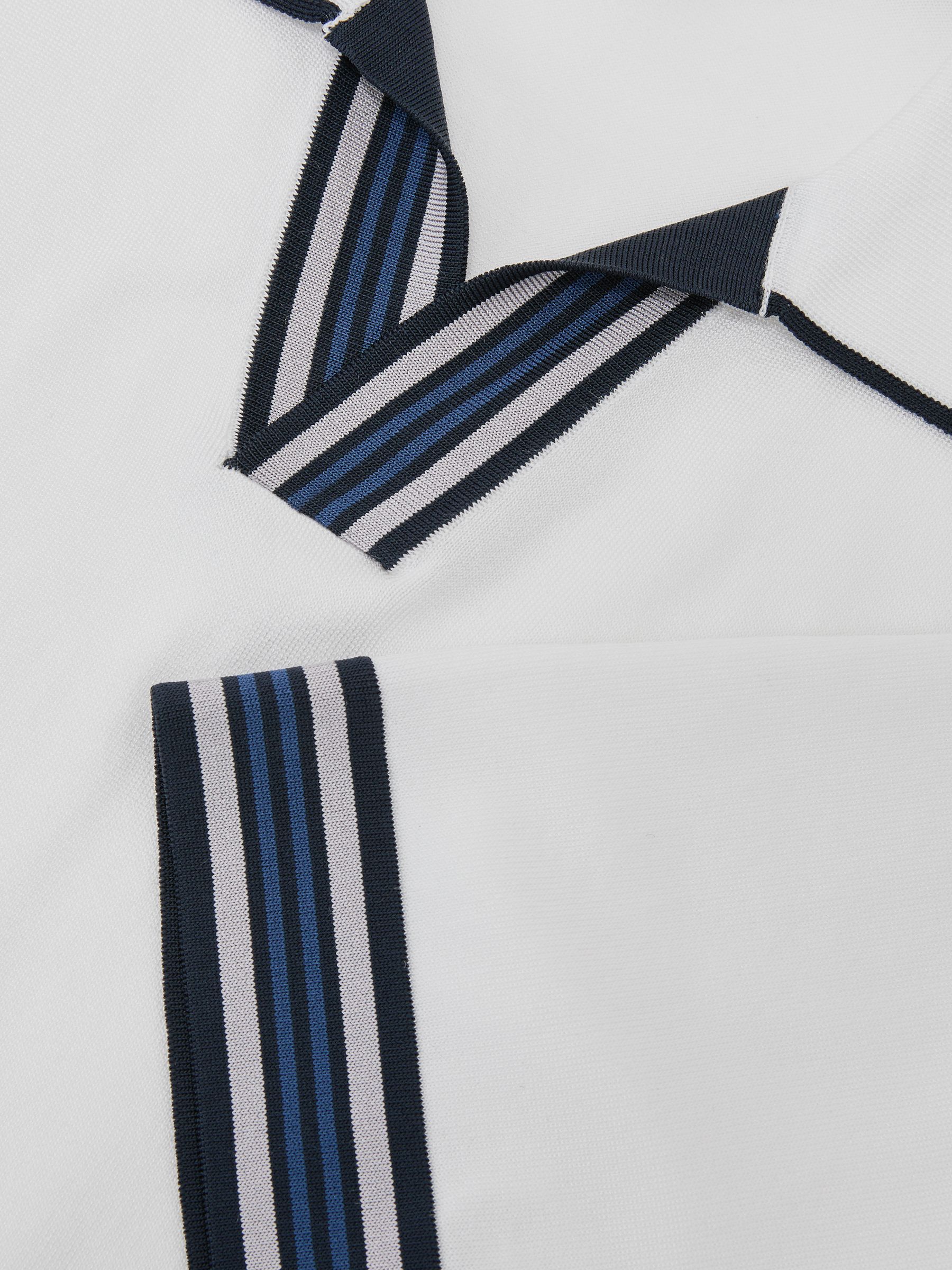 Tipped Open-Collar Knitted Polo Shirt in White - image 3