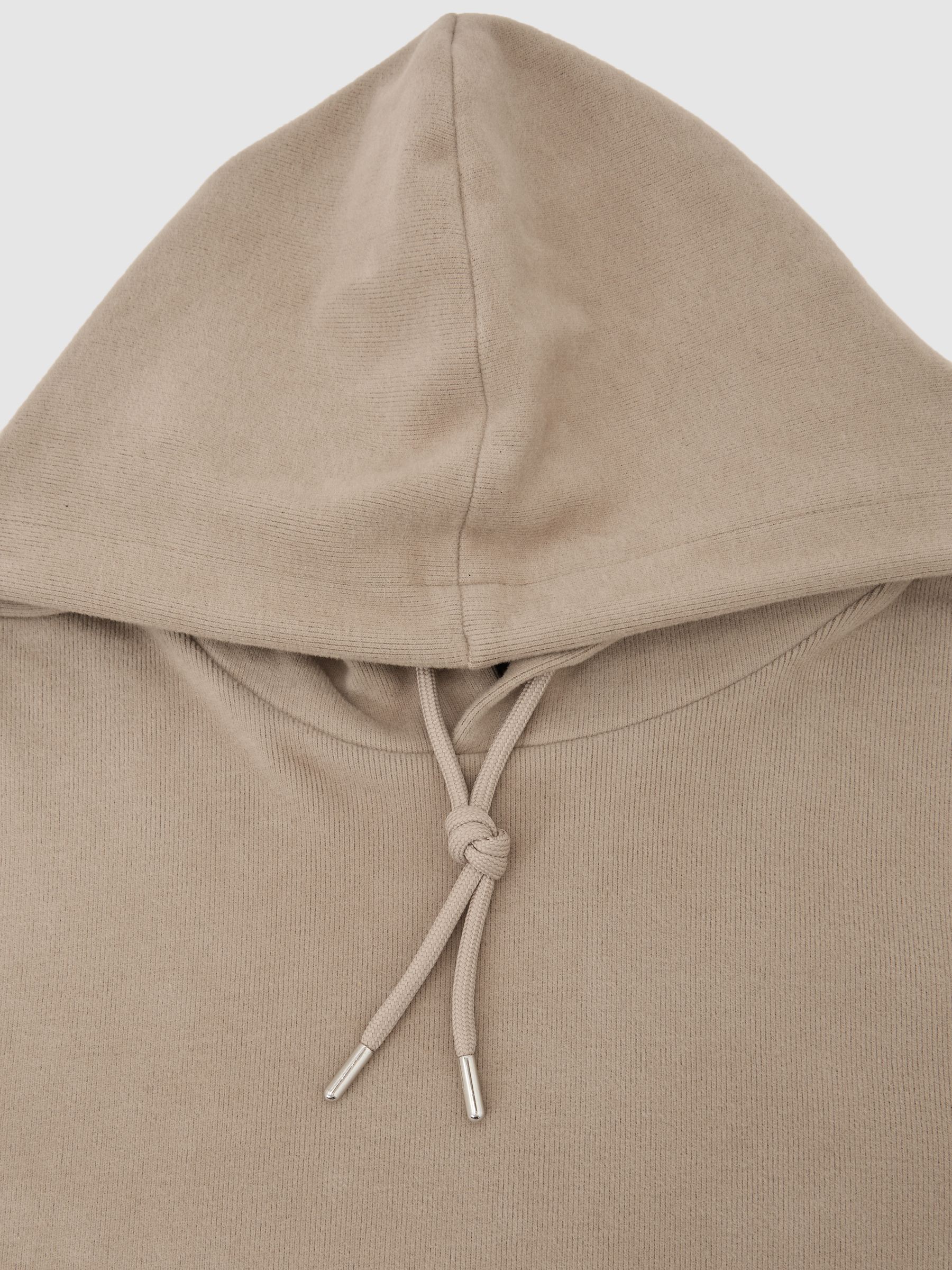 Cotton-Blend Brushed Ribbed Hoodie in Camel Brown - Image 6 of 6