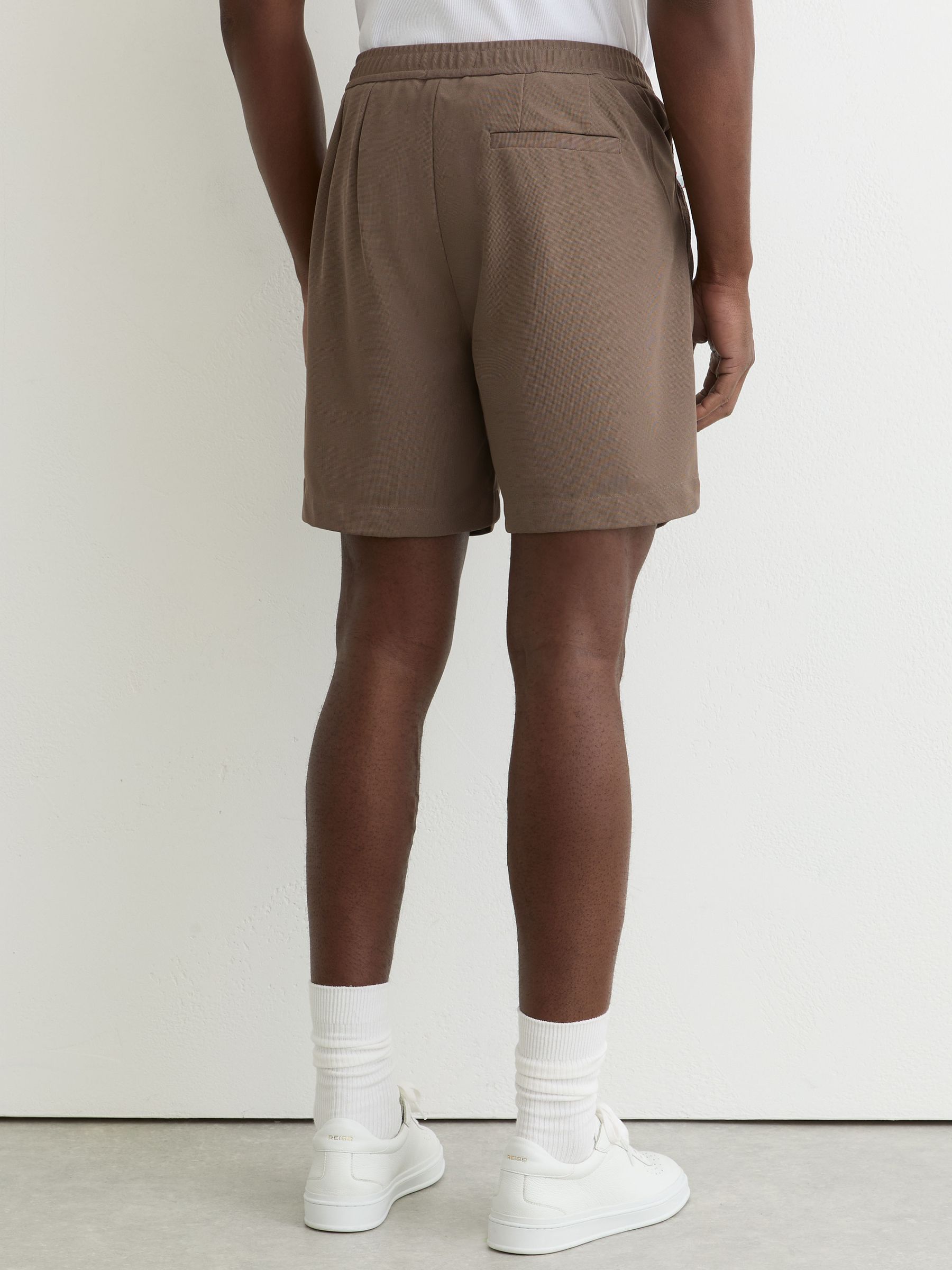 Textured Drawstring Shorts in Mocha Brown - image 3