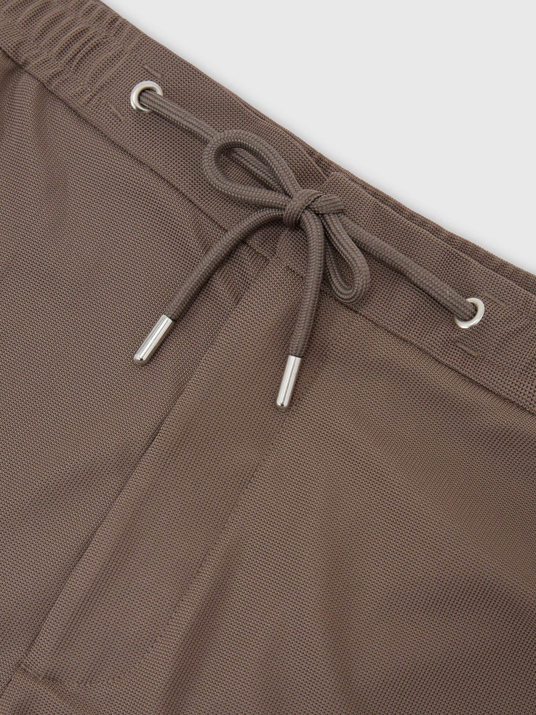 Textured Drawstring Shorts in Mocha Brown - image 4