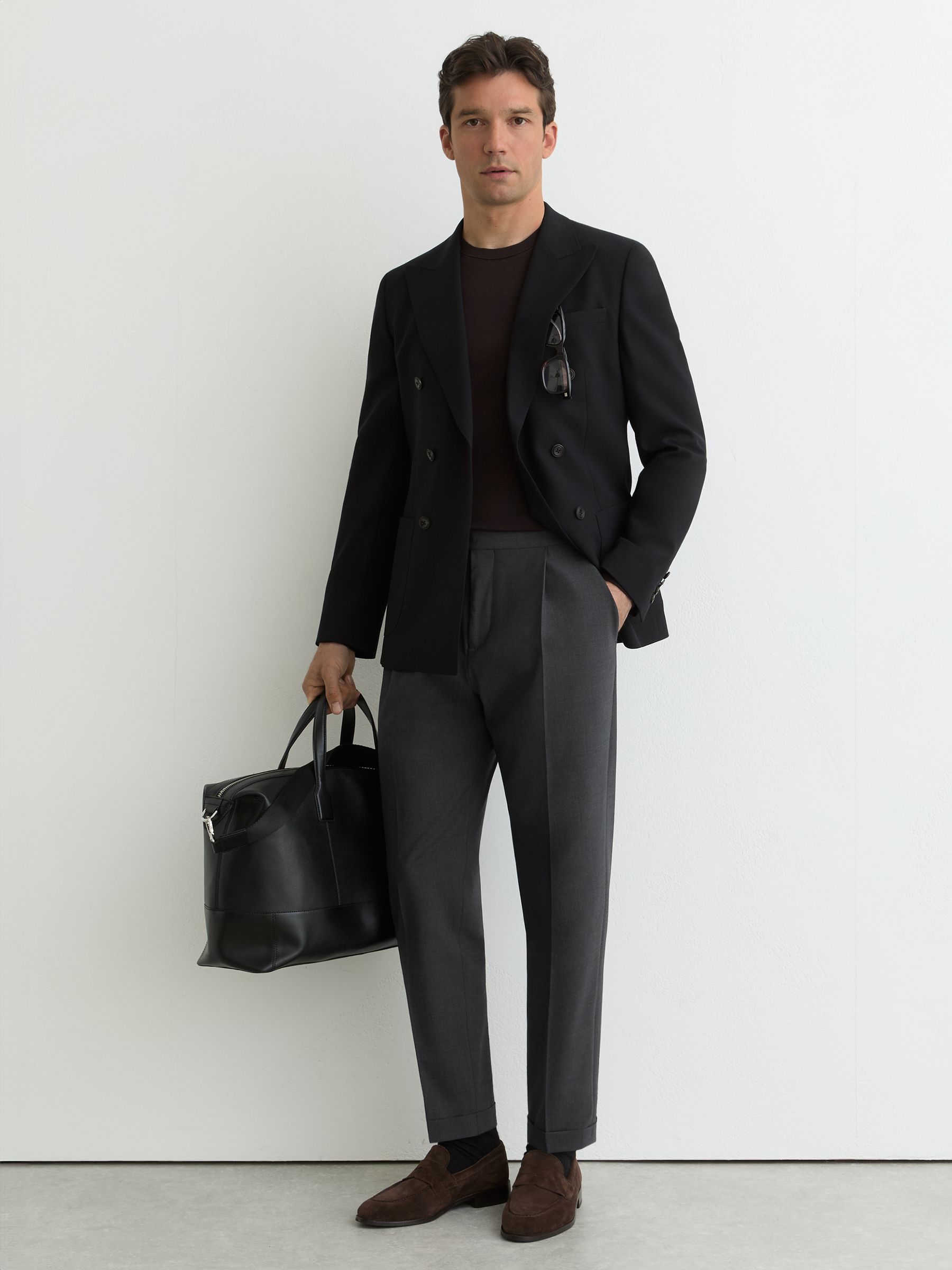 Tailored Fit Side-Adjuster Tailored-Fit Suit Trousers Wool-Blend in Charcoal - image 2