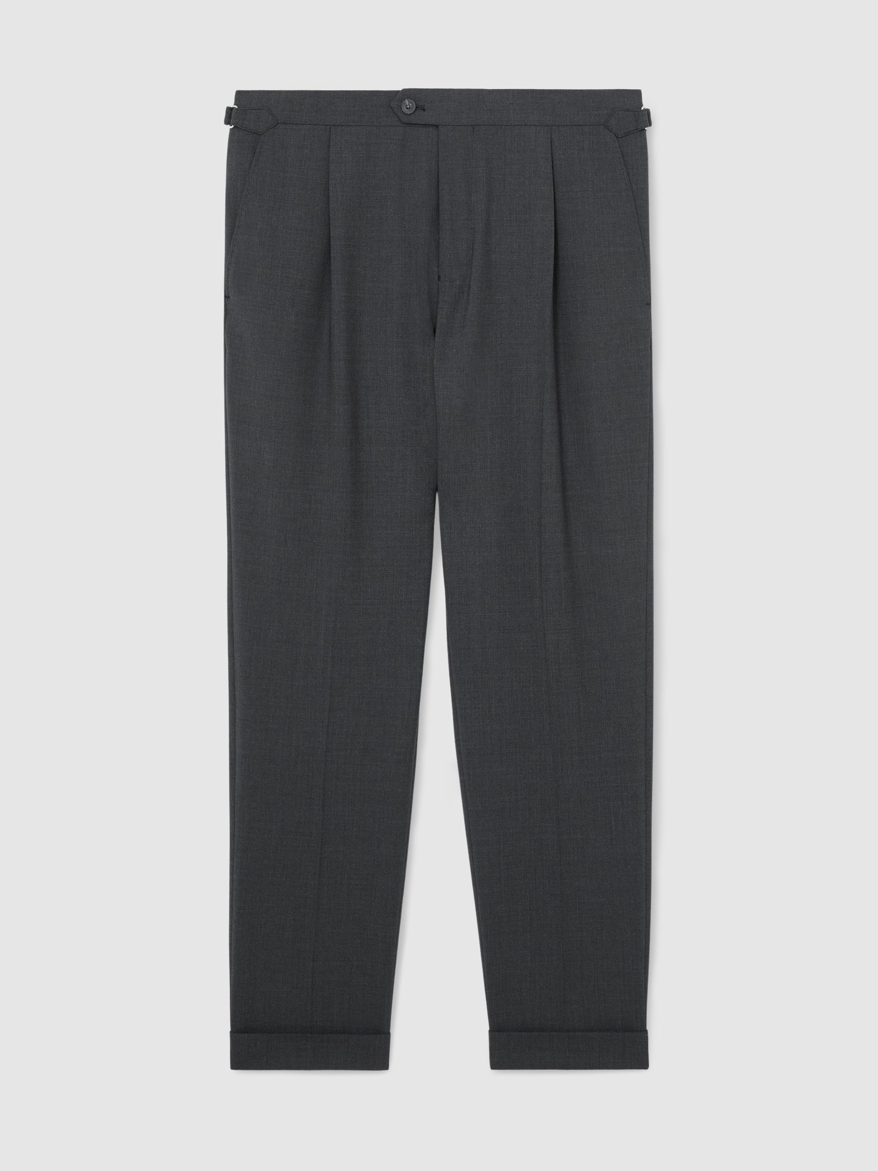 Tailored Fit Side-Adjuster Tailored-Fit Suit Trousers Wool-Blend in Charcoal - image 1