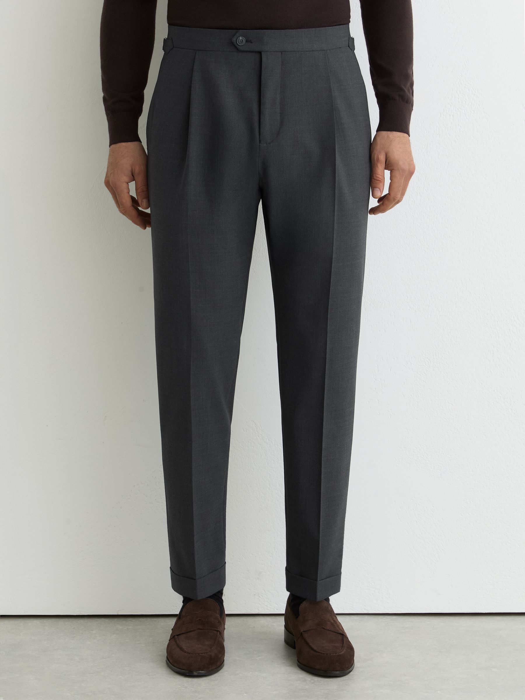 Wool-Blend Tailored-Fit Suit Trousers in Charcoal - Image 3 of 7