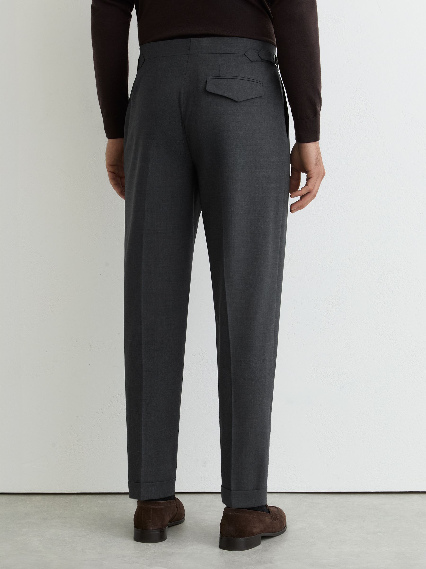 Tailored Fit Side-Adjuster Tailored-Fit Suit Trousers Wool-Blend in Charcoal - image 5