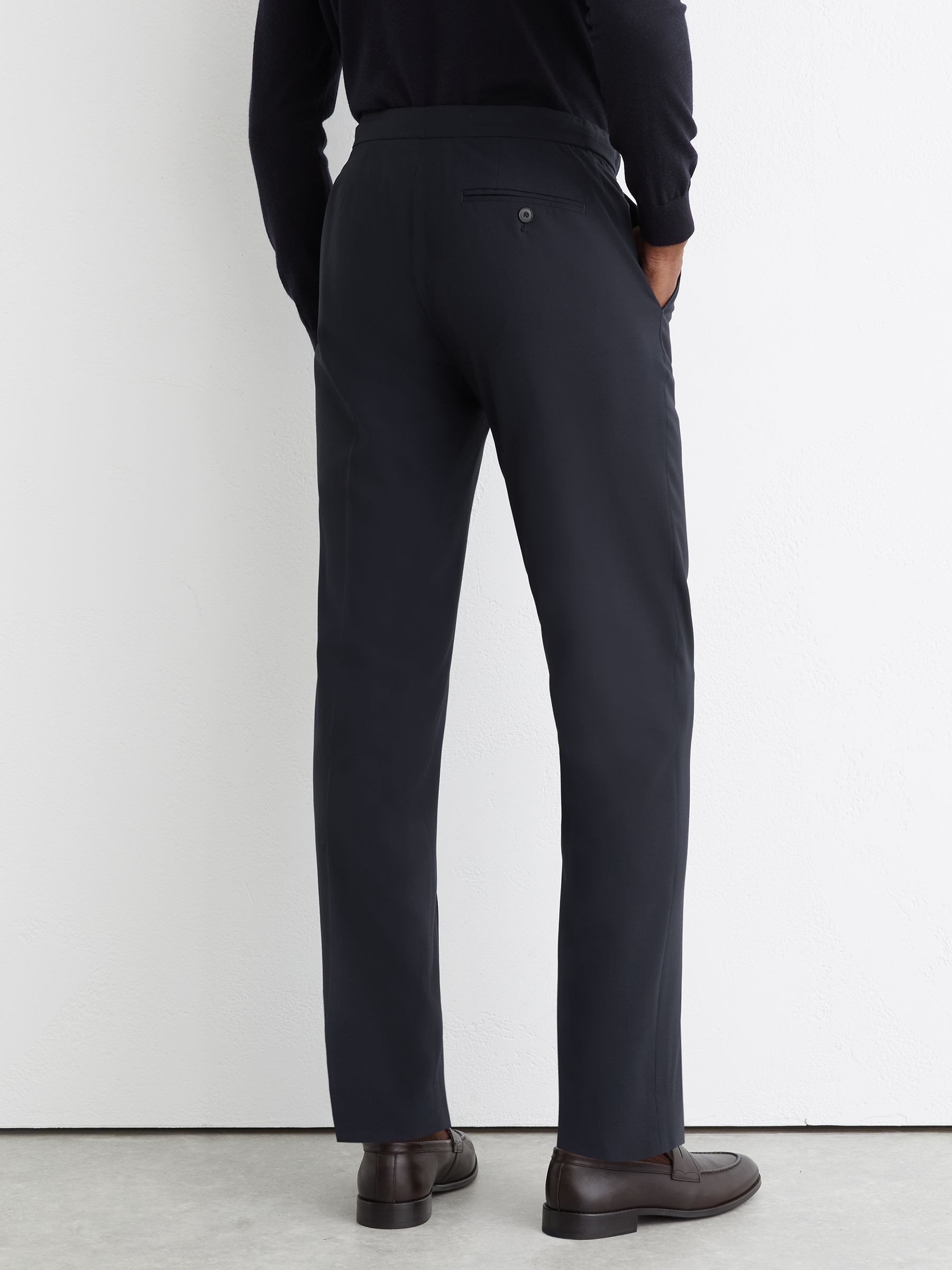 Wool Tailored-Fit Travel Suit Trousers in Navy - Image 5 of 6
